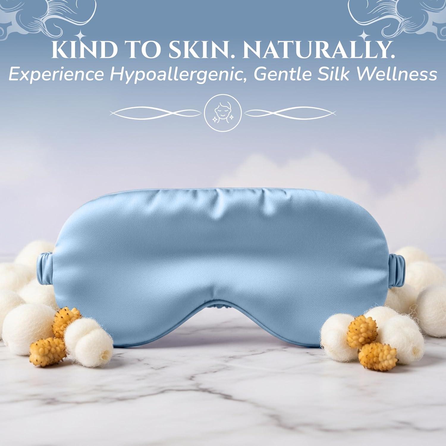 Máscara de Sueño de Seda de Morera Sleep Sanctuary 3D Azul