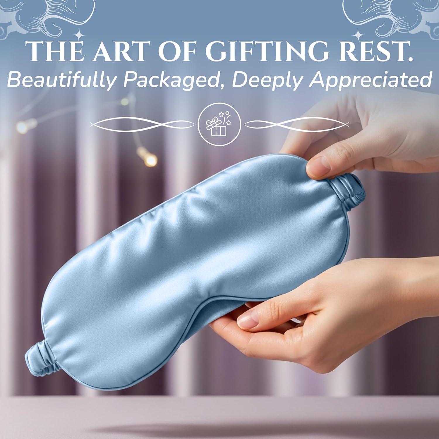 Máscara de Sueño de Seda de Morera Sleep Sanctuary 3D Azul