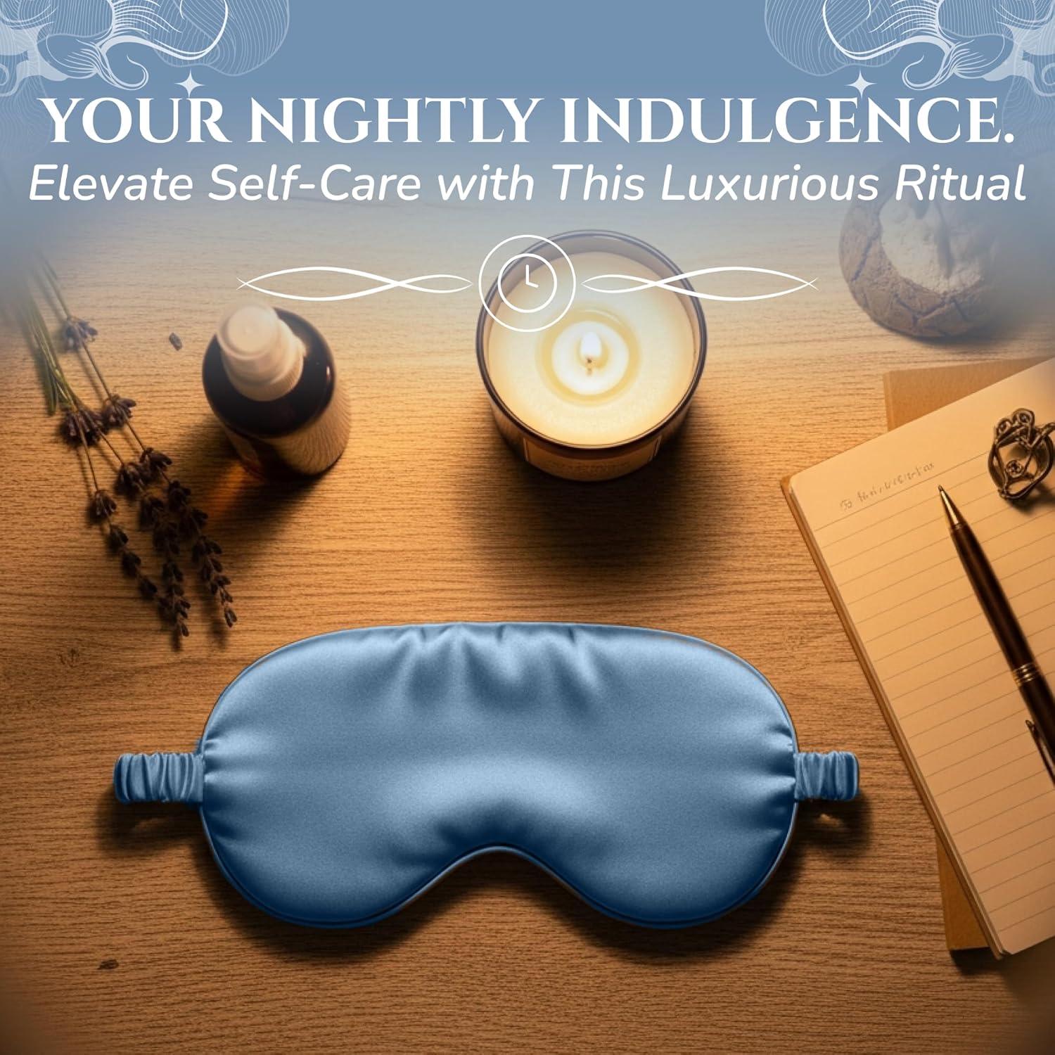 Máscara de Sueño de Seda de Morera Sleep Sanctuary 3D Azul