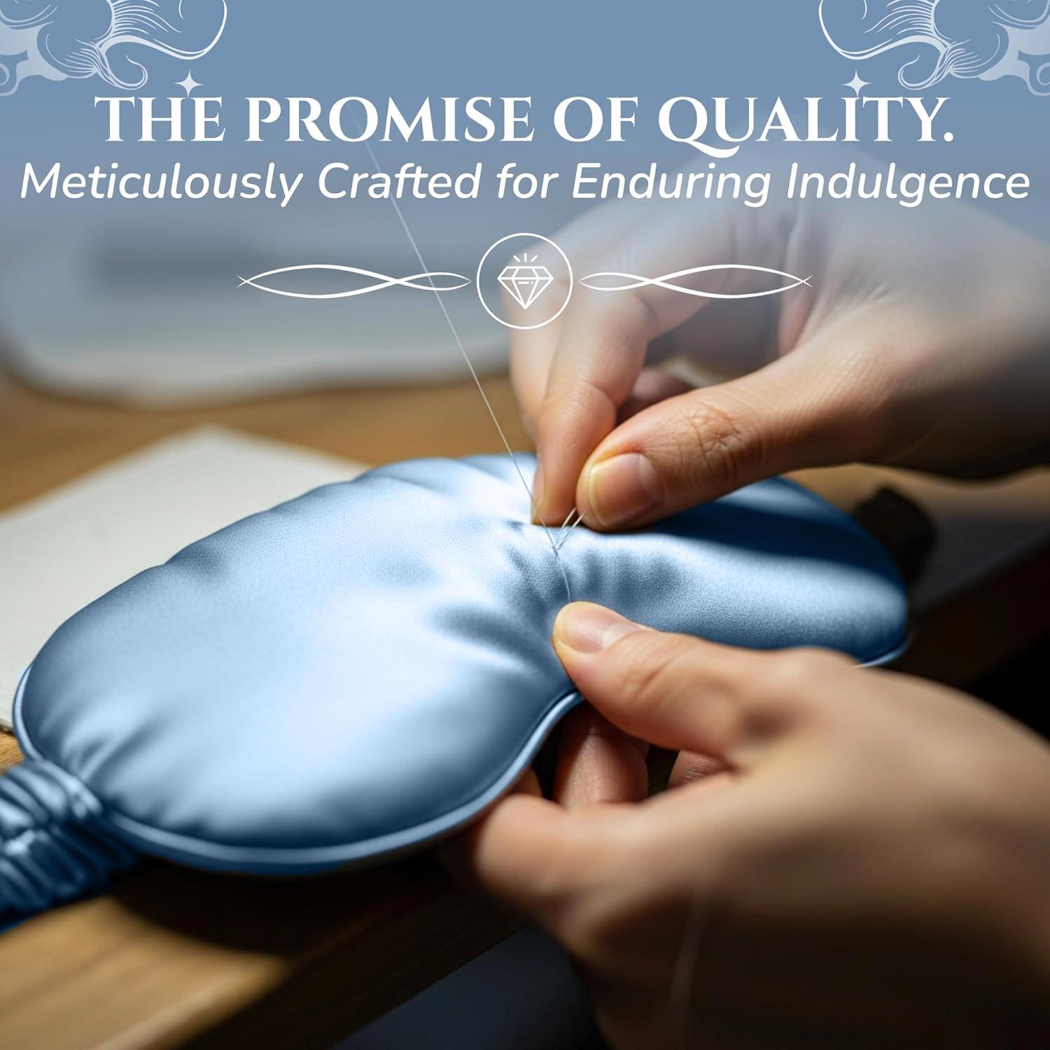 Máscara de Sueño de Seda de Morera Sleep Sanctuary 3D Azul