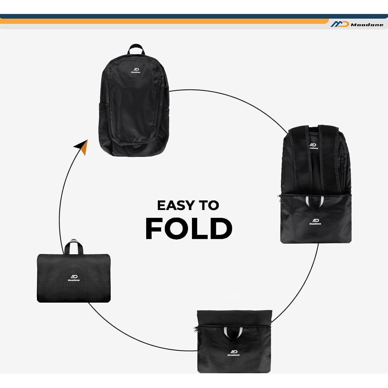 Mochila de Senderismo Plegable 30L Impermeable Unisex Negra