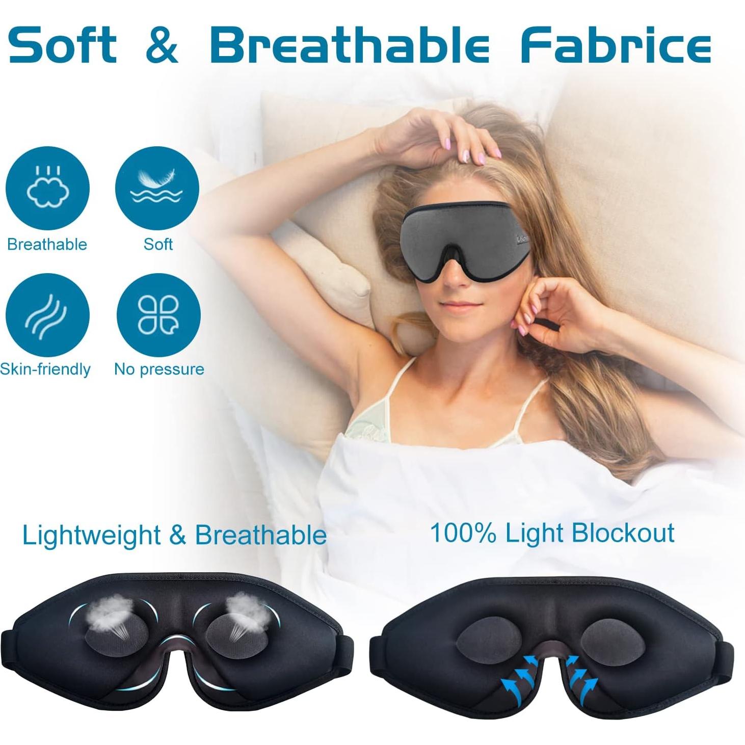 Máscara de Sueño 3D Gris Chicmore para Dormir y Viajar