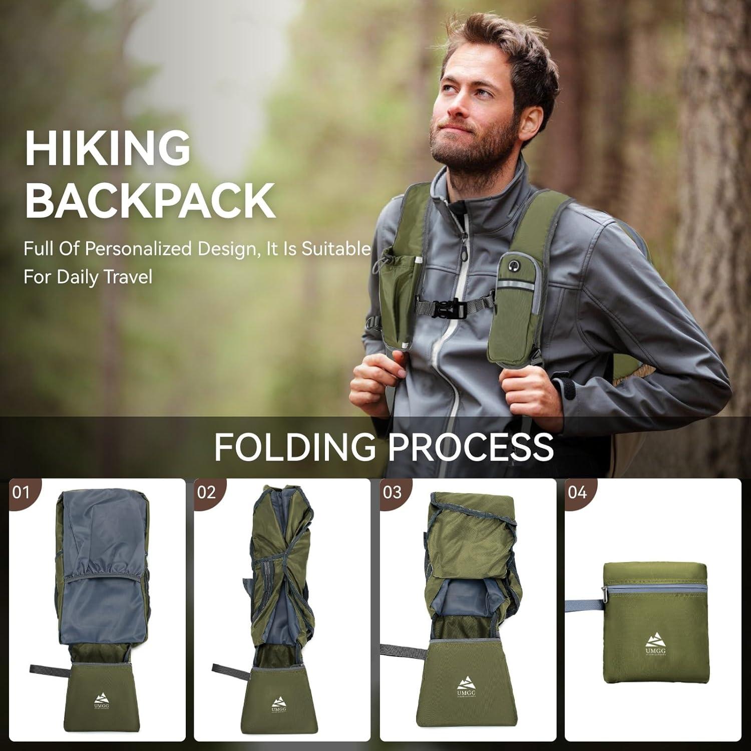 Mochila de Senderismo Plegable UTIAMIAOGONGO 15L Verde