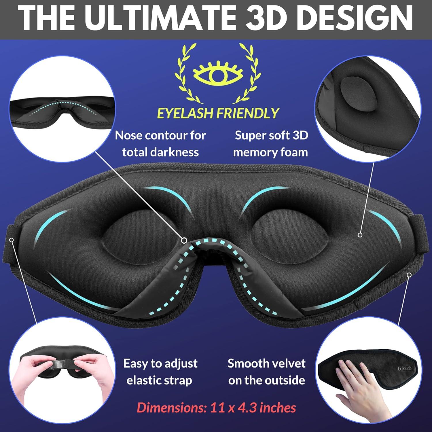 Máscara de Sueño 3D LaloLab - Bloqueo Total de Luz, Suave