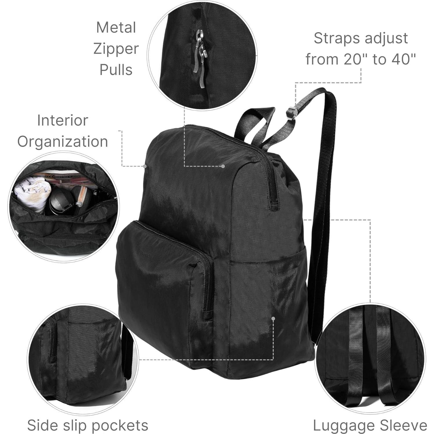 Mochila Plegable Baggallini para Mujeres Negra 34.93x28.58x15.88 cm