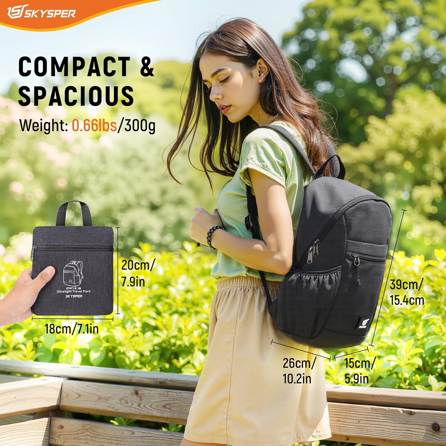 Mochila de Senderismo Antirrobo SKYSPER 18L Plegable Ligera