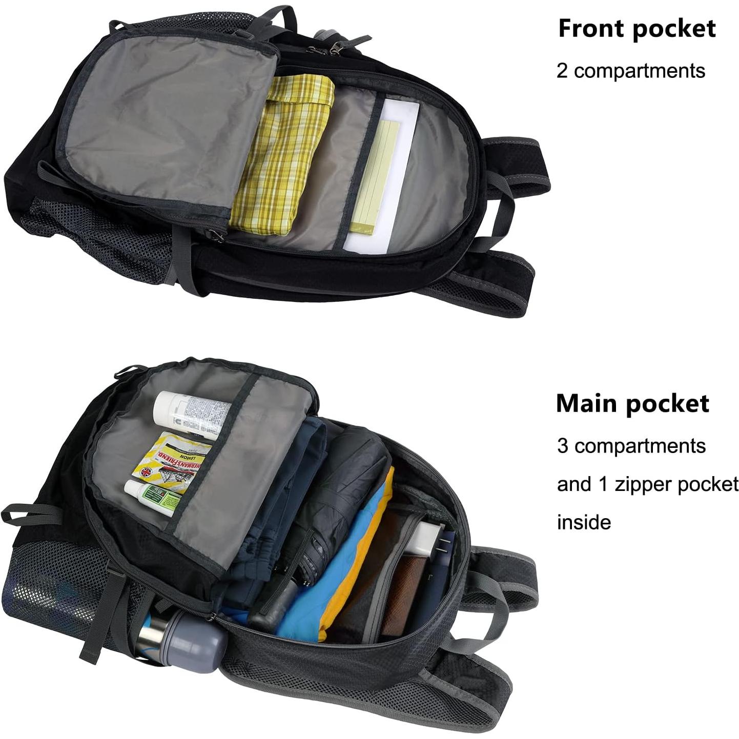 Mochila Plegable 40L Vimapo Nylon Ripstop Impermeable Negra