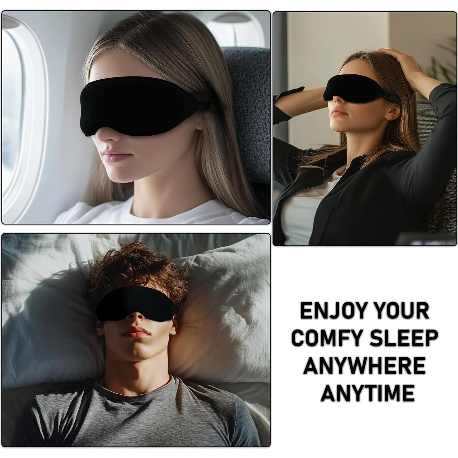 Máscara para dormir 3D THMNJ con correa ajustable - Bloquea luz