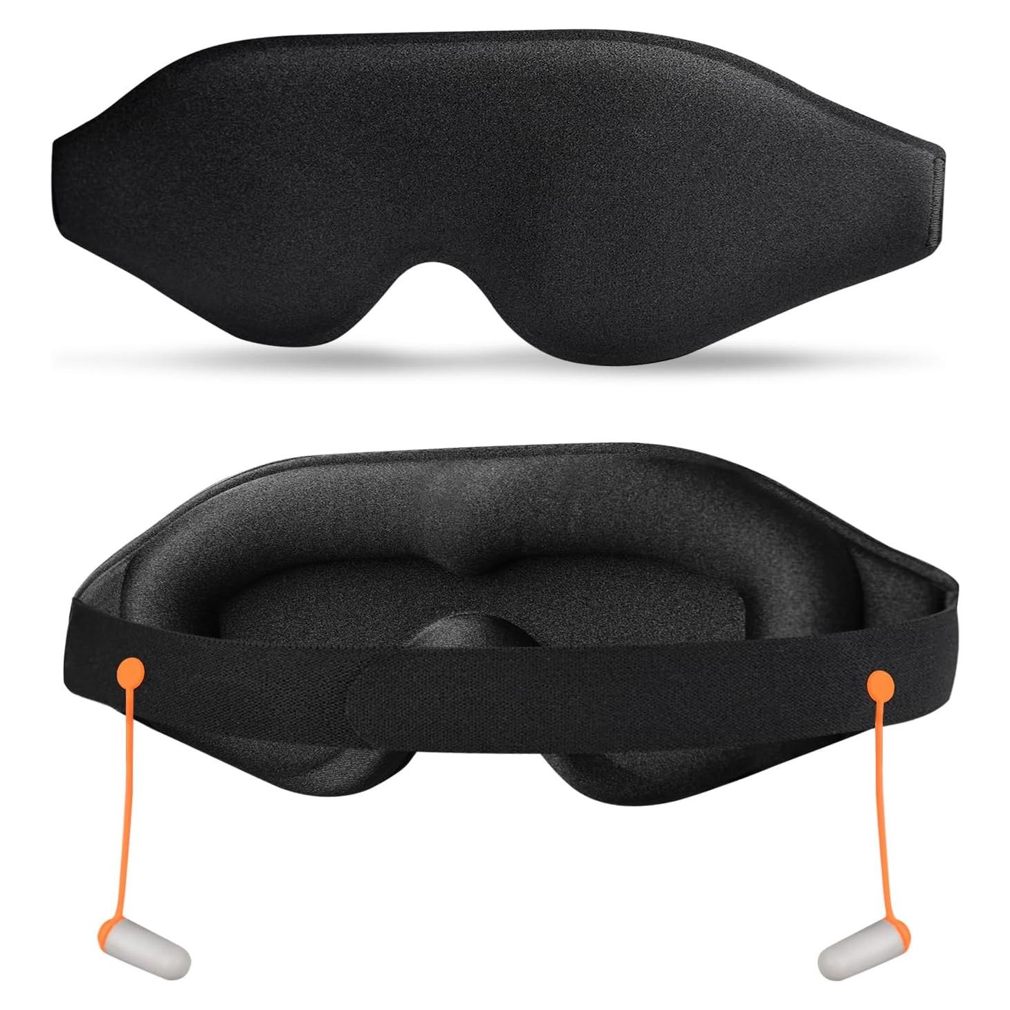 Máscara de Sueño 3D Mezeic con Tapones para Oídos - Negro