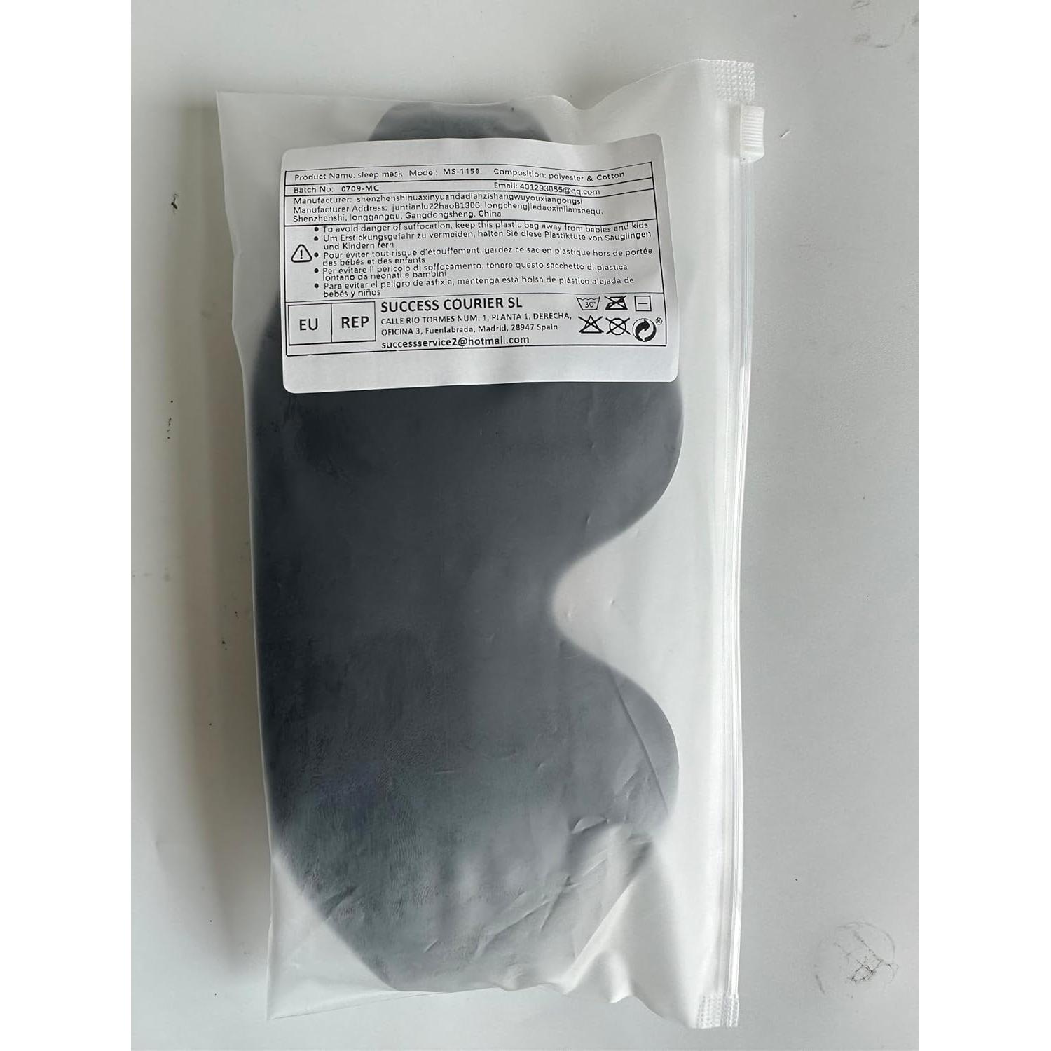 Máscara de Sueño 3D Mezeic con Tapones para Oídos - Negro