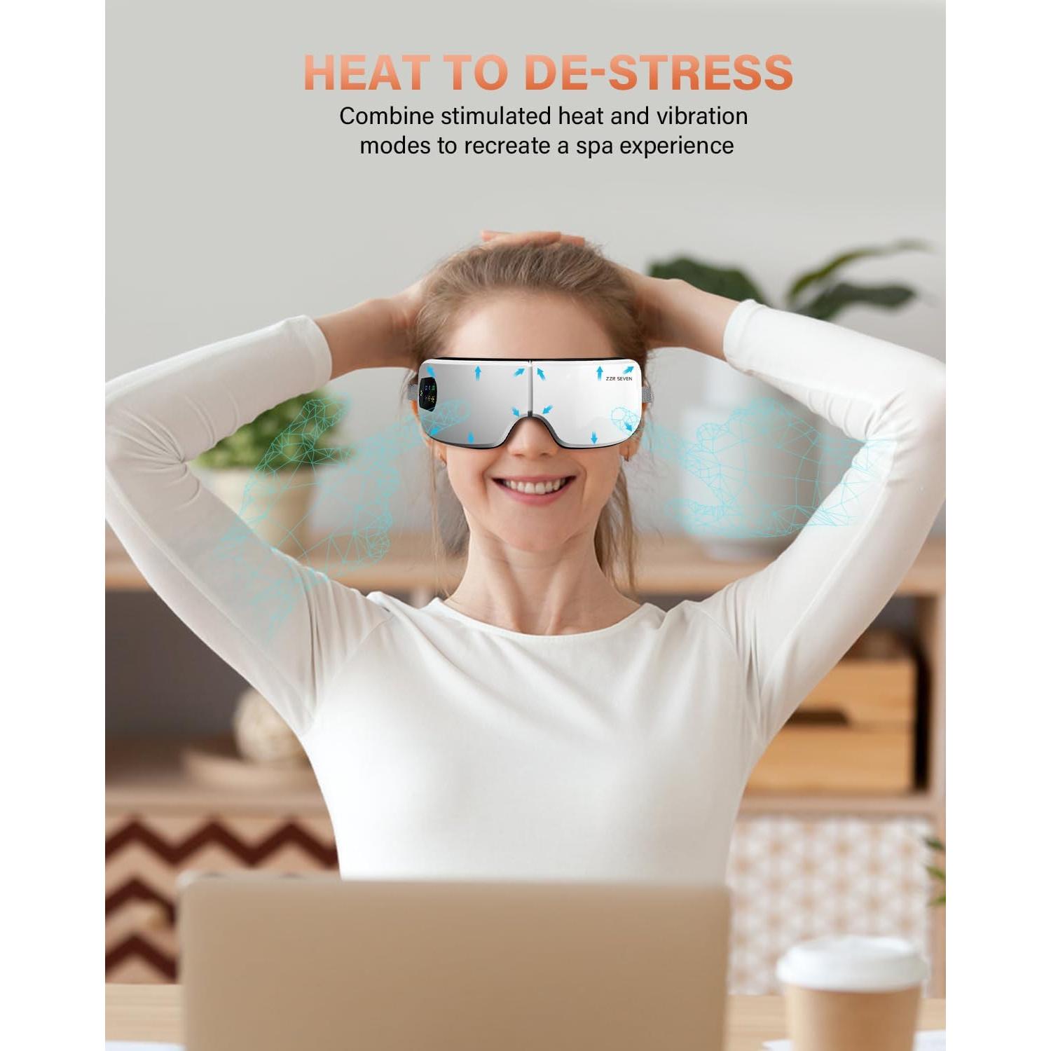 Masajeador de Ojos ZZR SEVEN con Calor y 7 Modos, Blanco