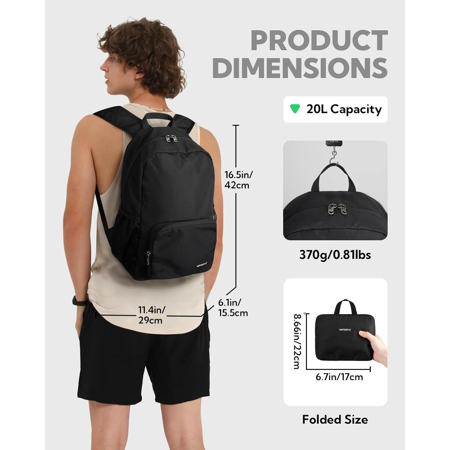 Mochila de Senderismo Plegable WATERFLY 20L Unisex