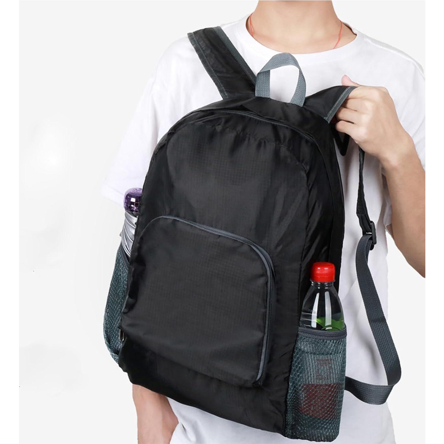 Mochila de Senderismo 20L Plegable Ligera Unisex Negra