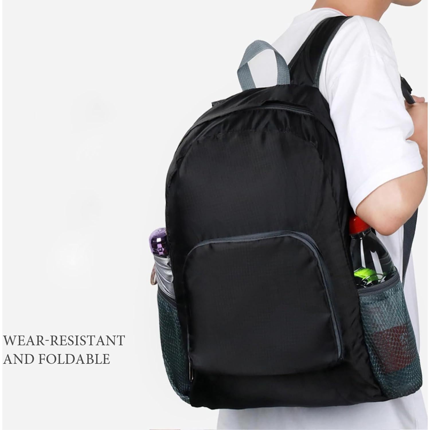 Mochila de Senderismo 20L Plegable Ligera Unisex Negra