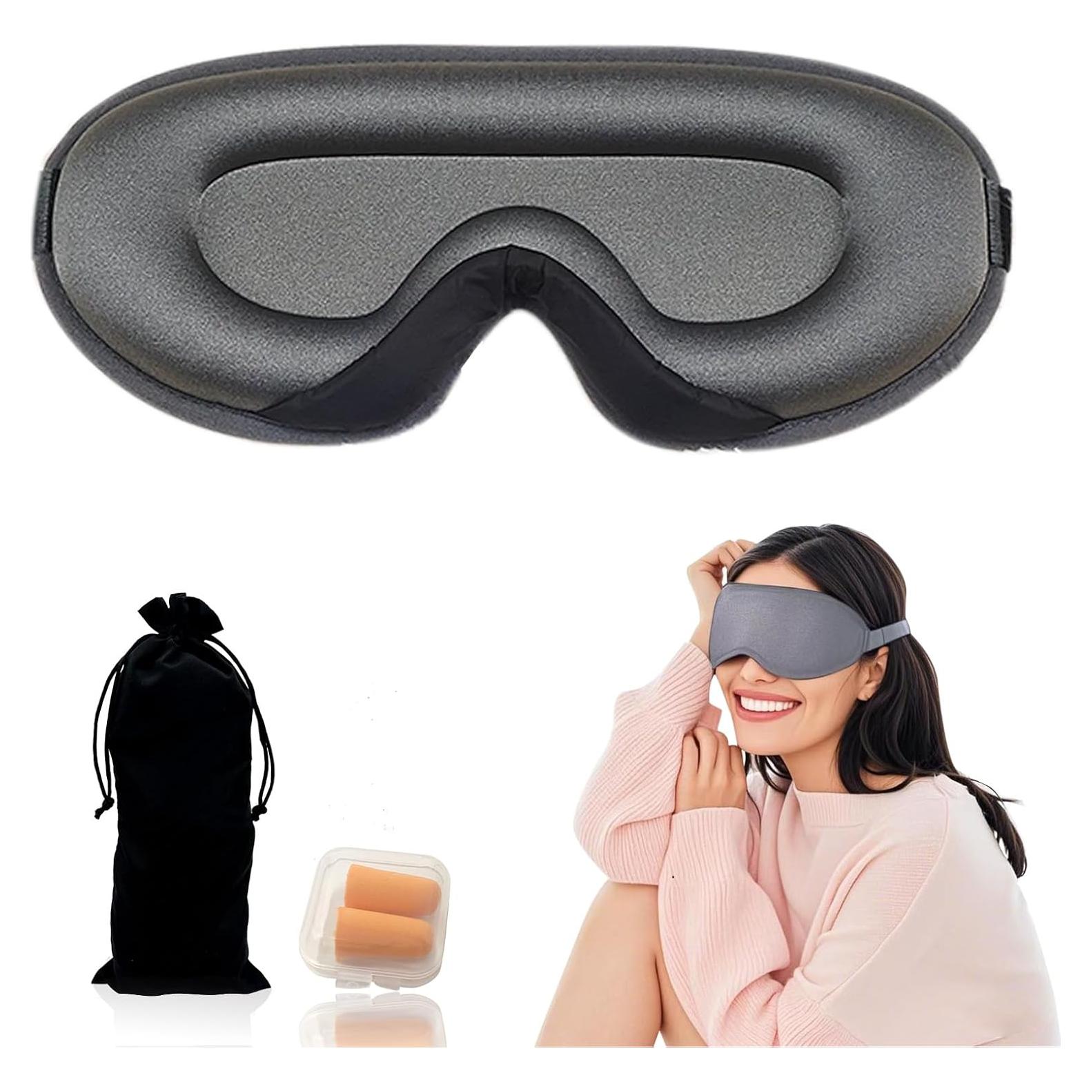 Máscara de Sueño 3D Ringolemona - Espuma Memoria, Ajustable, Gris