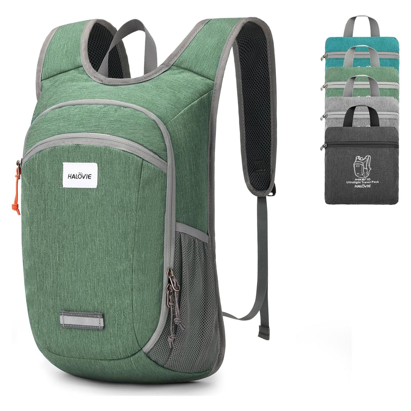 Mochila de Senderismo Plegable HALOVIE 10L Ligera Verde