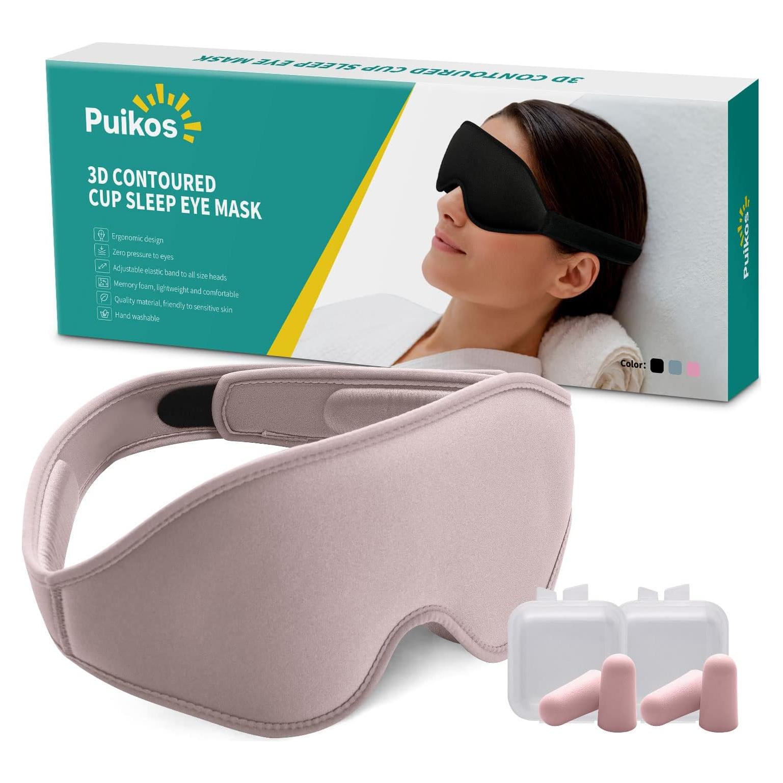 Máscara para Dormir Puikos 3D Rosa Ajustable Bloqueo Luz