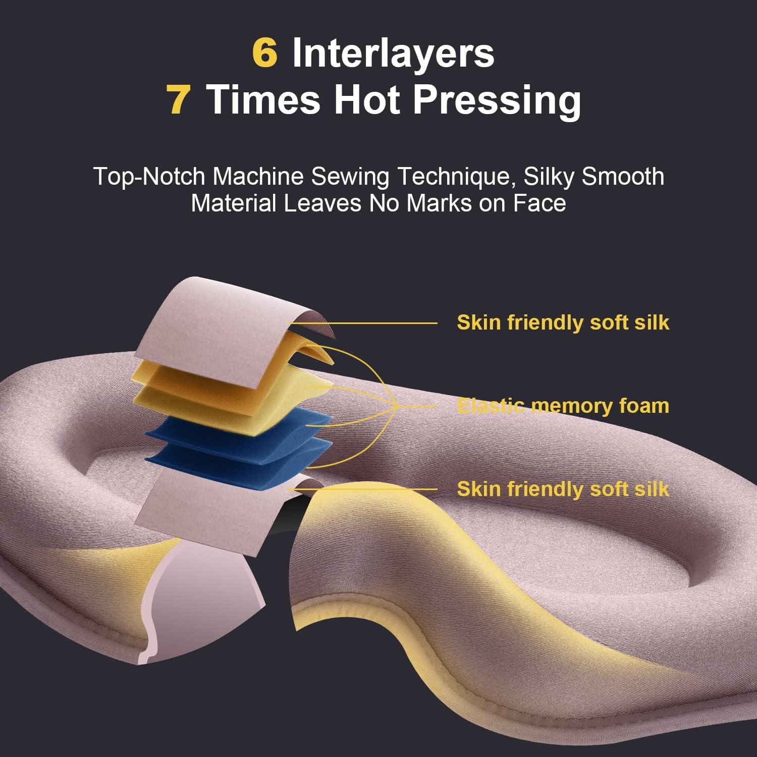 Máscara para Dormir Puikos 3D Rosa Ajustable Bloqueo Luz