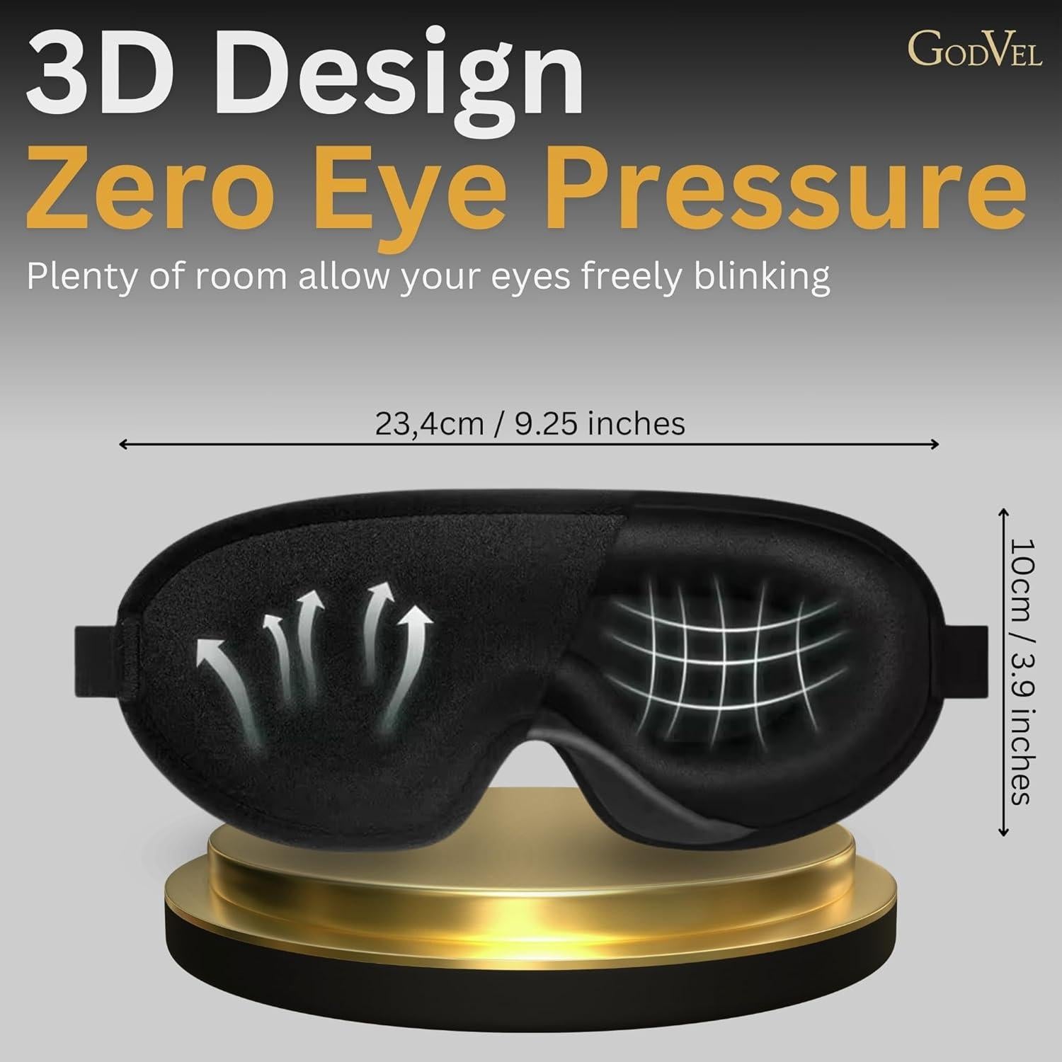 Máscara de Sueño 3D GodVel - Bloqueo Total de Luz y Tapones