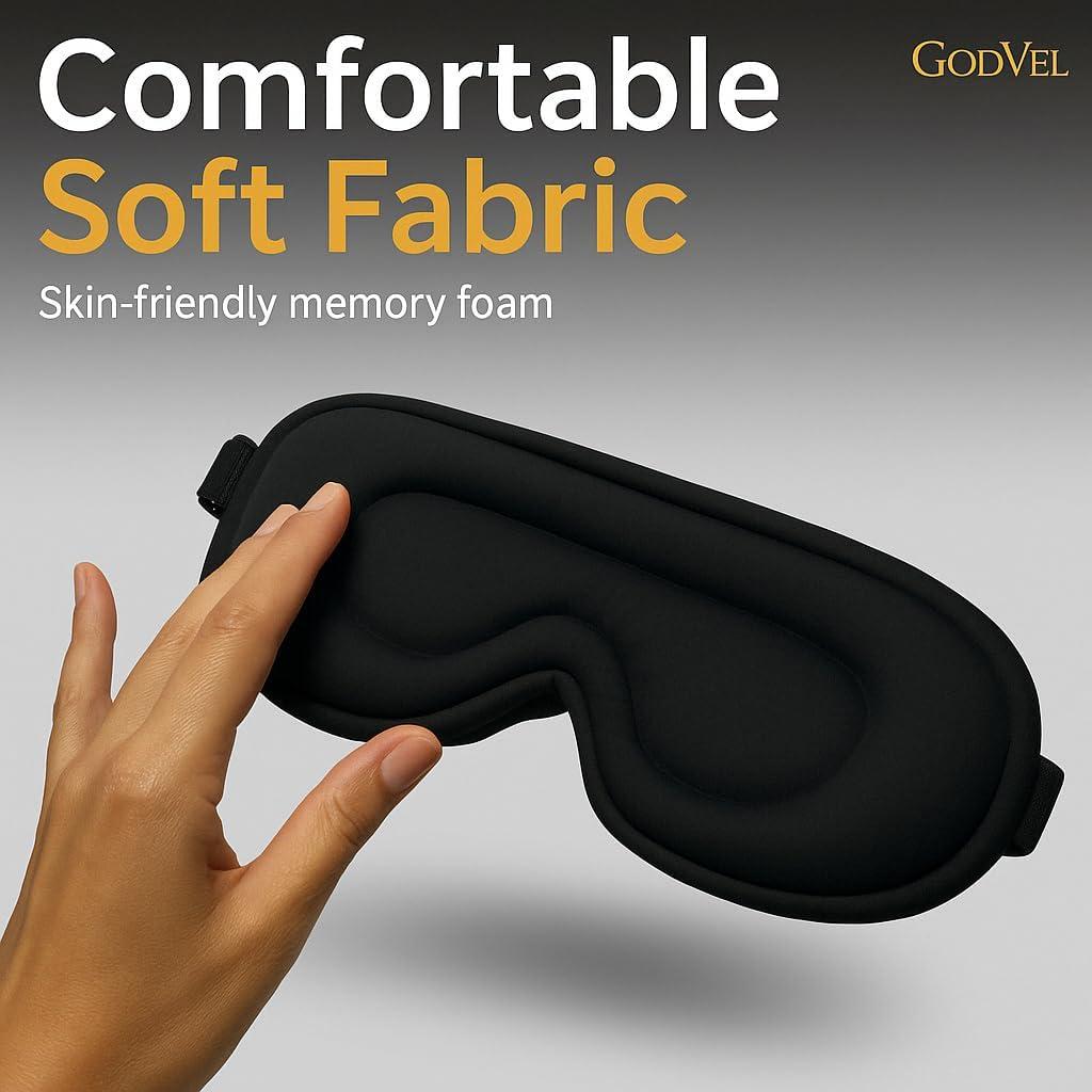 Máscara de Sueño 3D GodVel - Bloqueo Total de Luz y Tapones