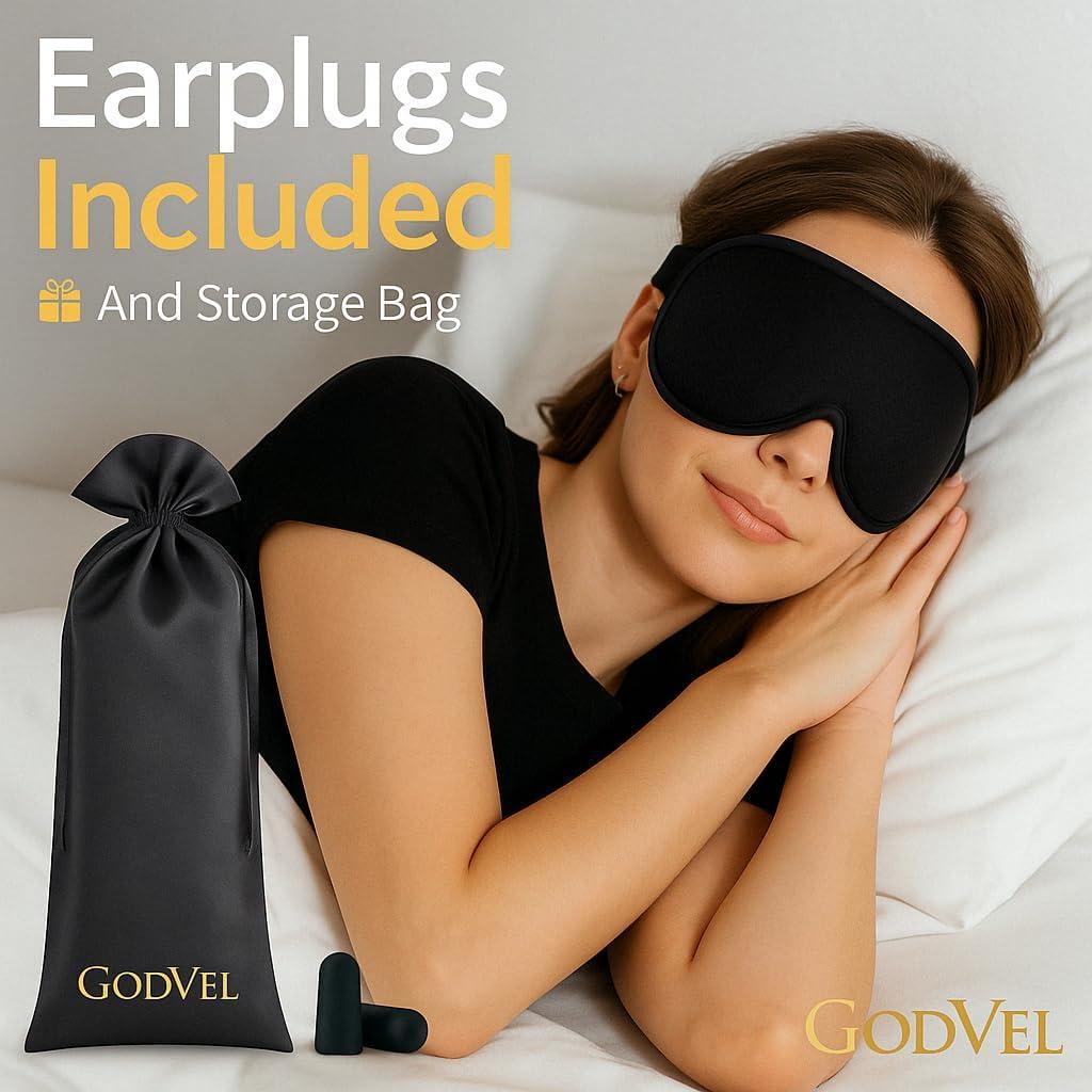 Máscara de Sueño 3D GodVel - Bloqueo Total de Luz y Tapones
