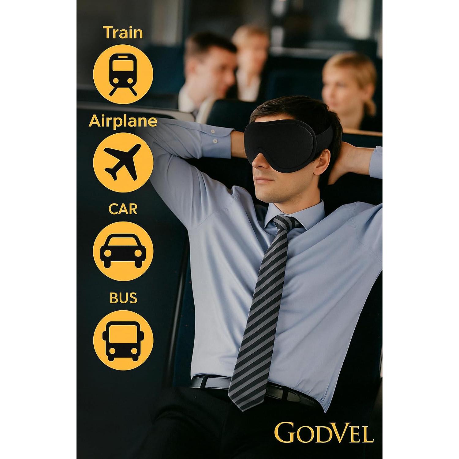 Máscara de Sueño 3D GodVel - Bloqueo Total de Luz y Tapones