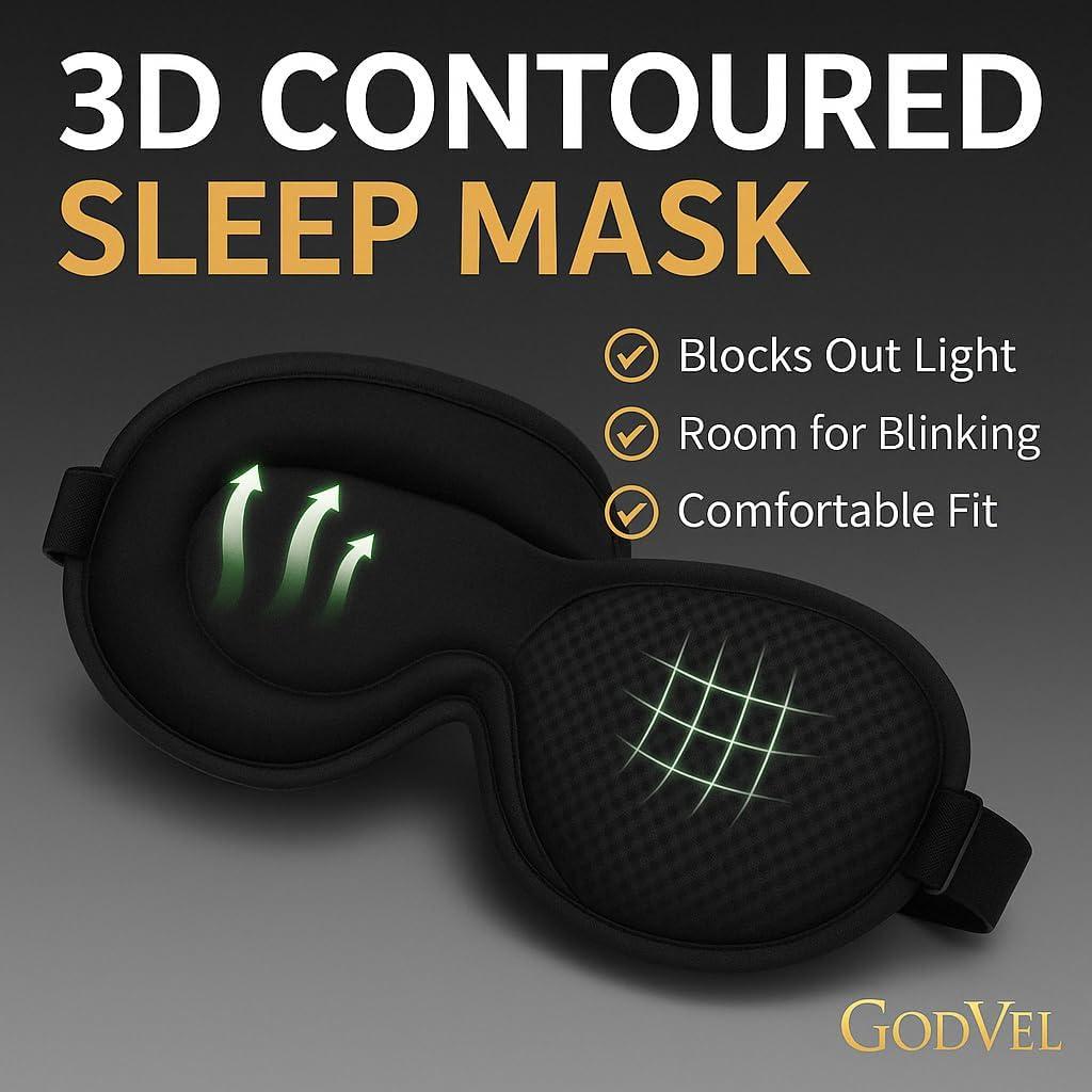 Máscara de Sueño 3D GodVel - Bloqueo Total de Luz y Tapones