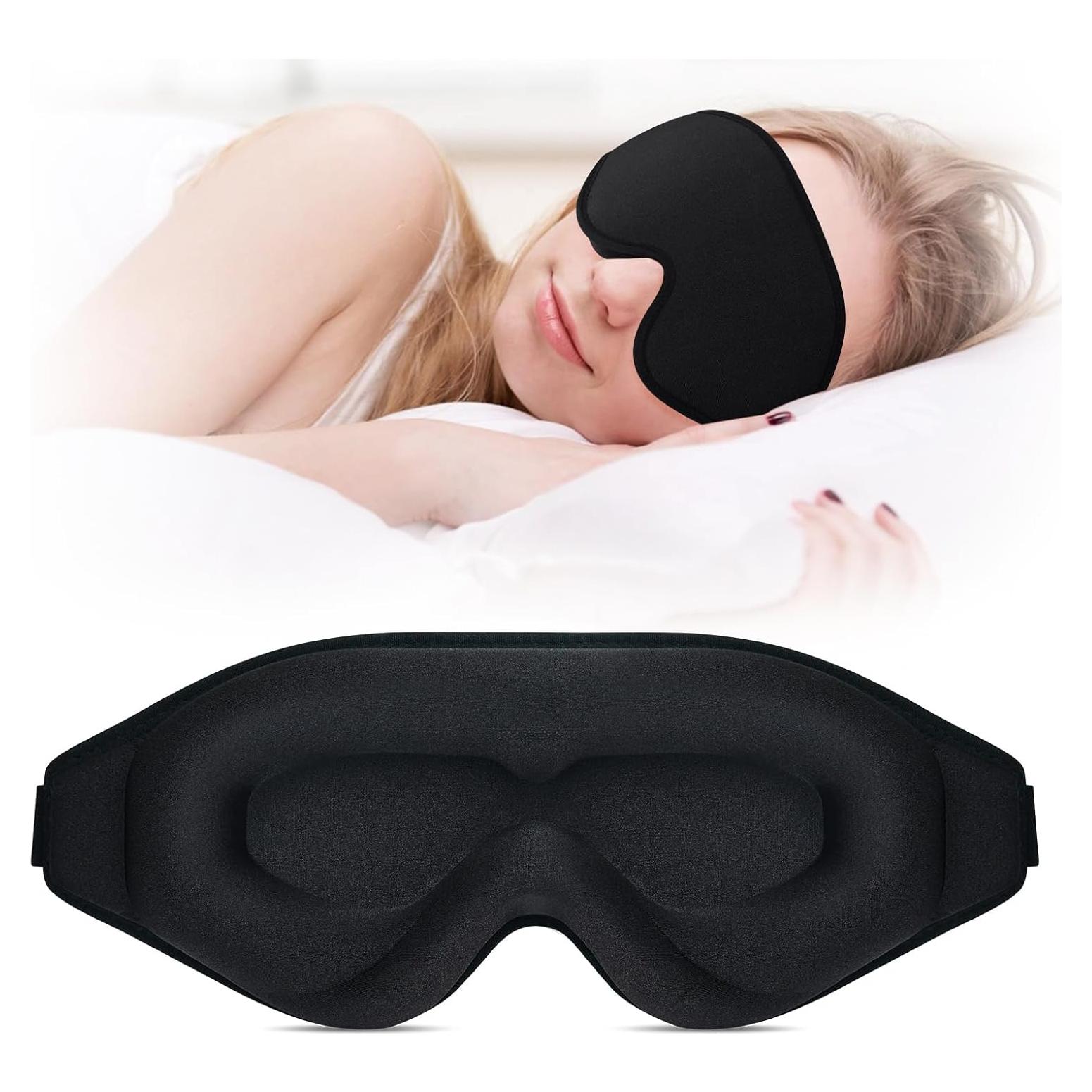 Máscara de Sueño CARFIA 3D Ajustable, 100% Oscuridad Total