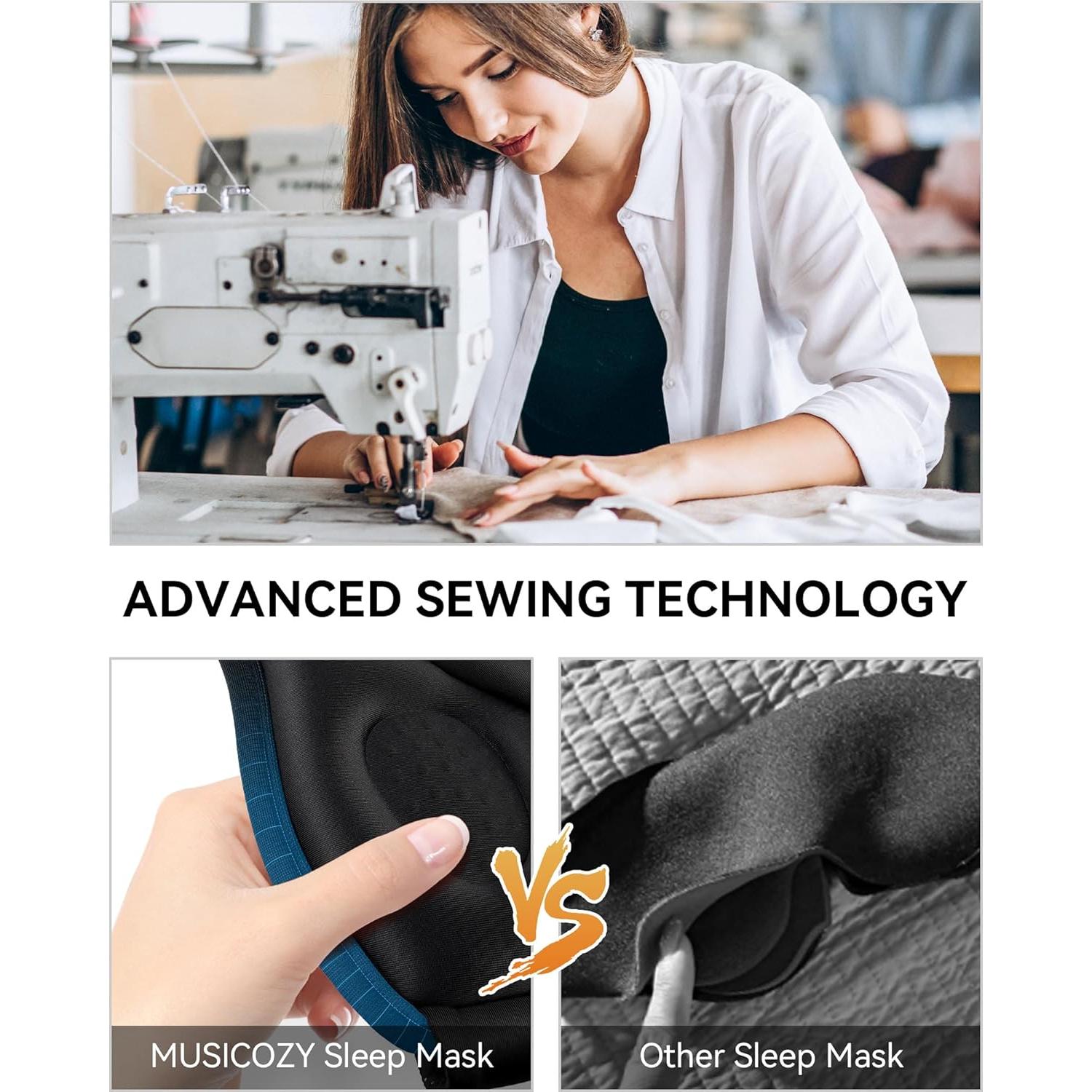 MÁSCARA PARA DORMIR MUSICOZY 3D Transpirable Ajustable