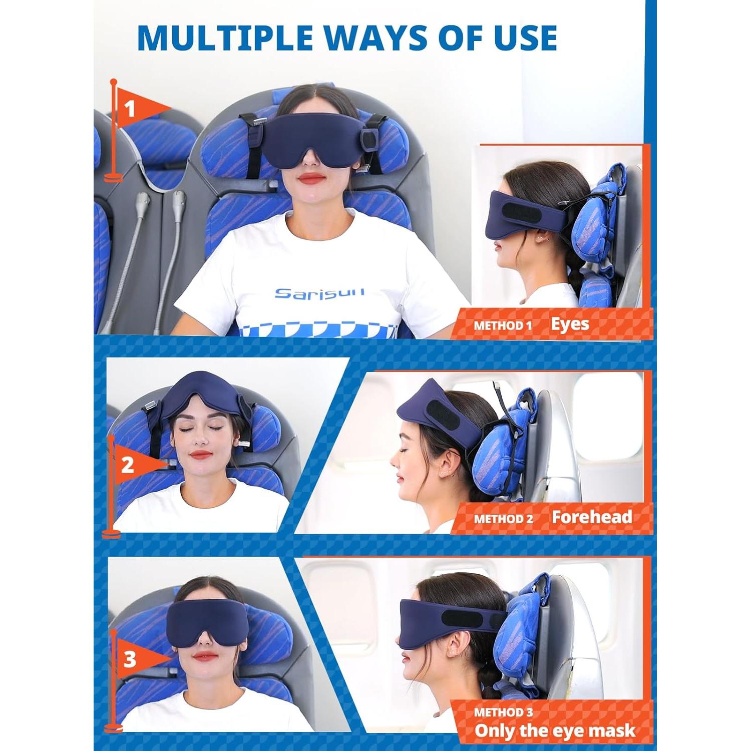 Correa para cabeza de avión SARISUN con máscara 3D negra