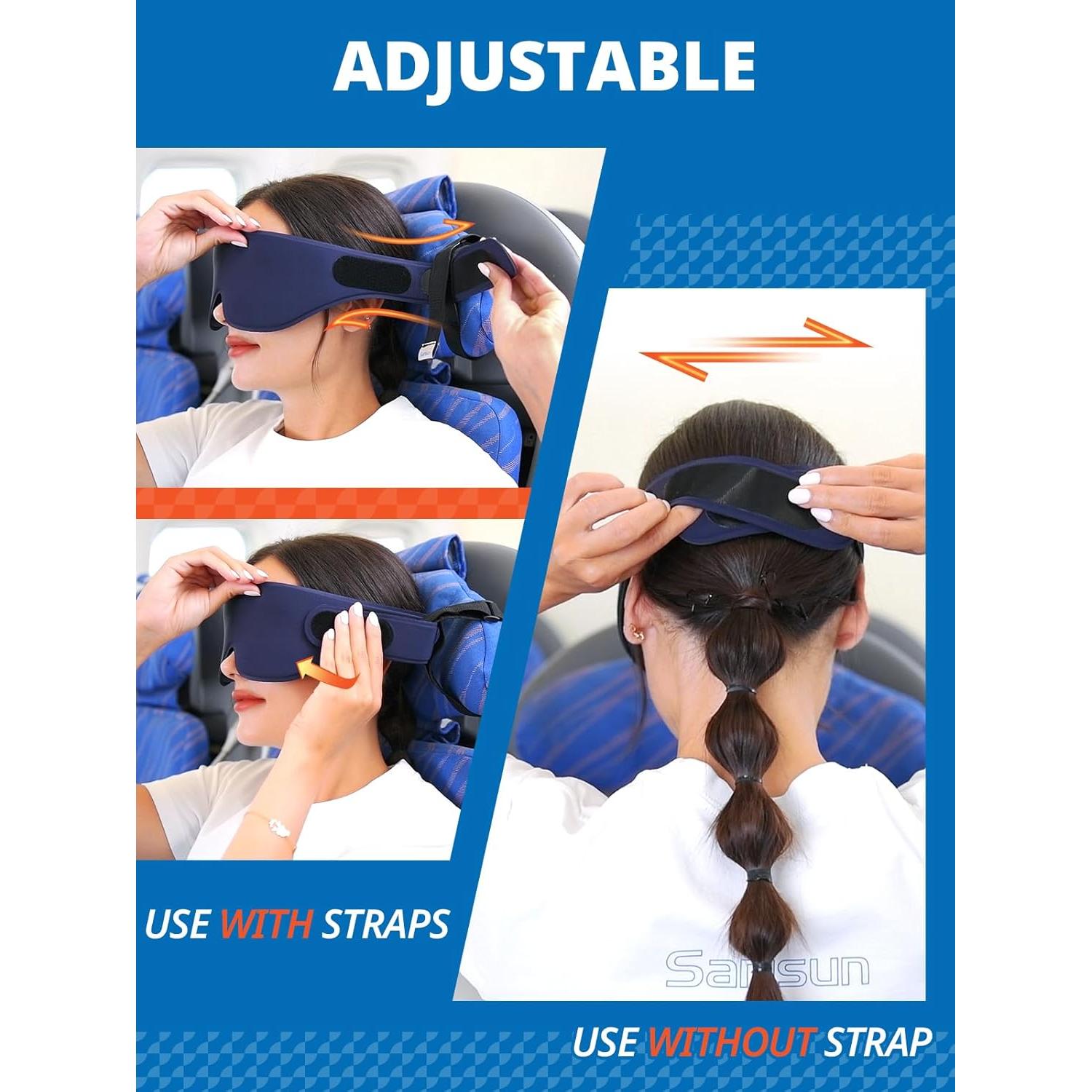 Correa para cabeza de avión SARISUN con máscara 3D negra