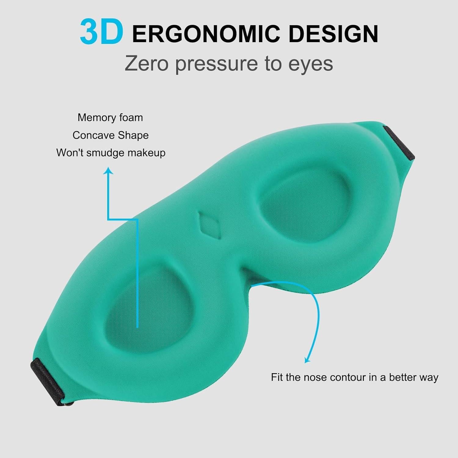 Máscara para dormir Sajakliy 3D opaca ajustable azul