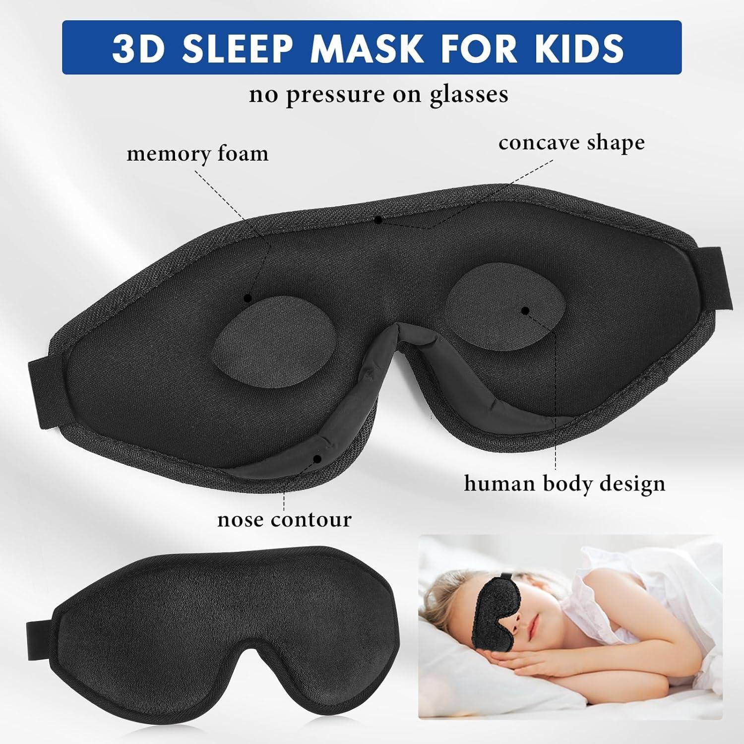 Máscara de Sueño 3D Coume para Niños Ajustable - Negro