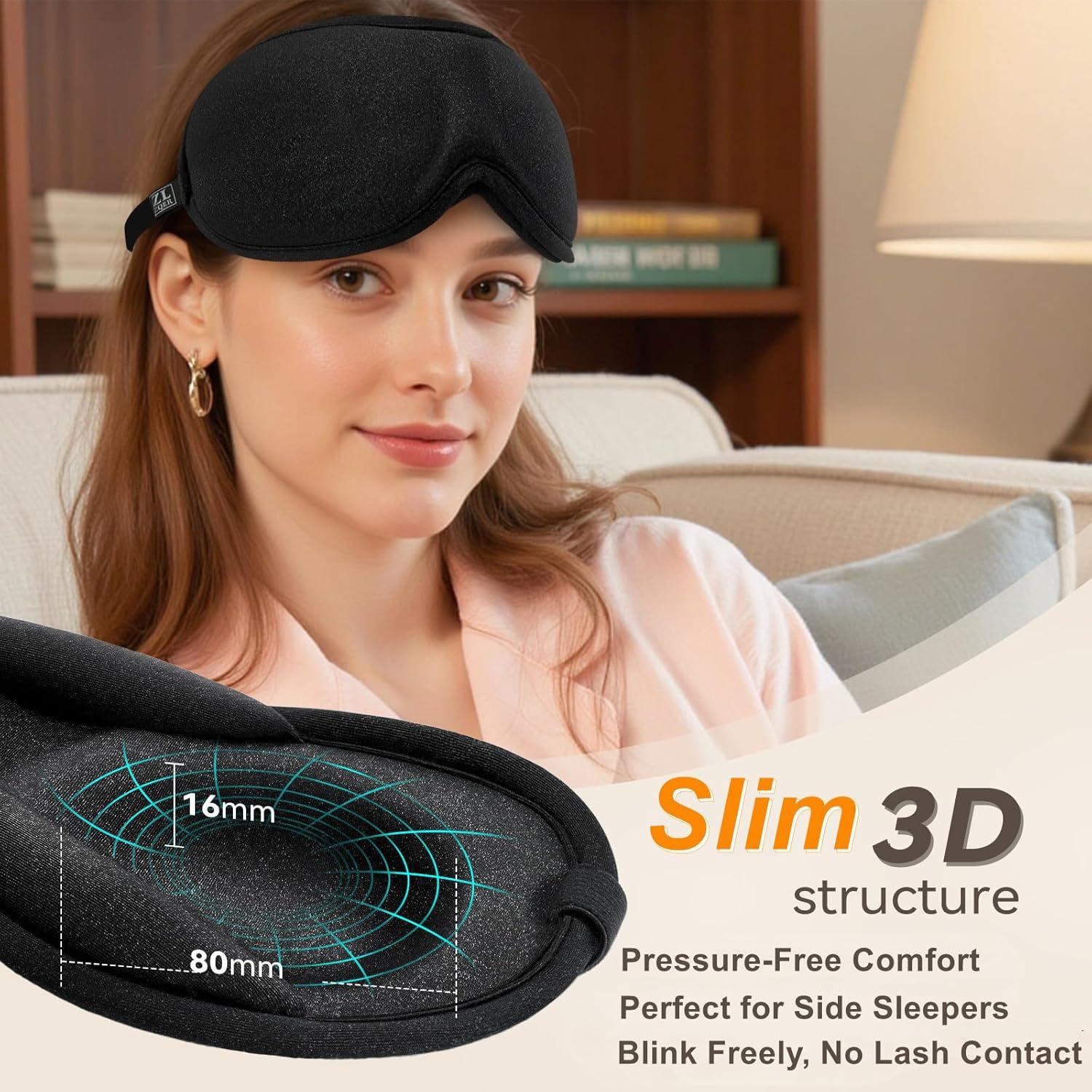 Máscara de Sueño 3D Zlzqer Blackout para Dormir - Negro