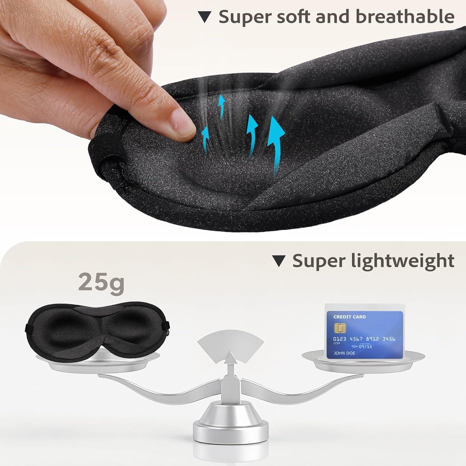 Máscara de Sueño 3D Zlzqer Blackout para Dormir - Negro