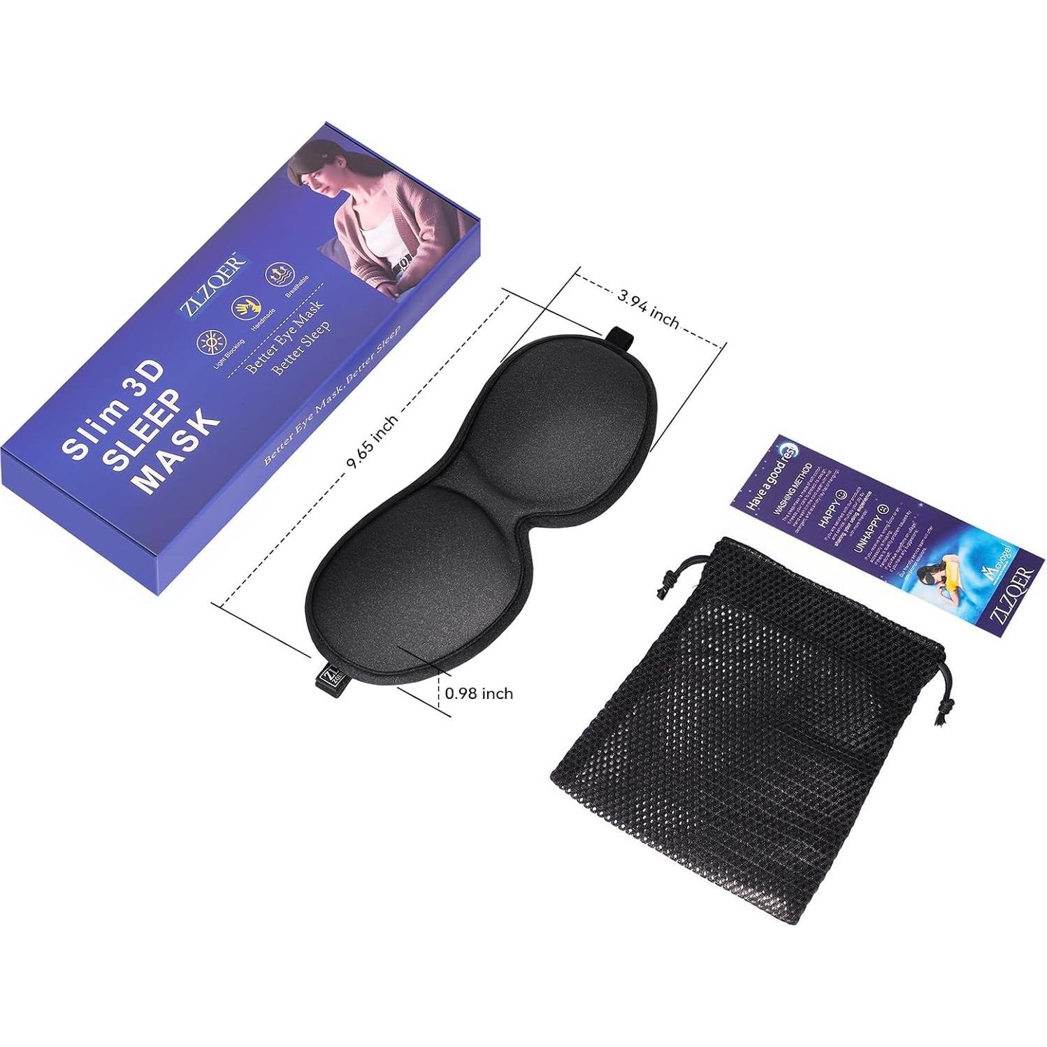 Máscara de Sueño 3D Zlzqer Blackout para Dormir - Negro