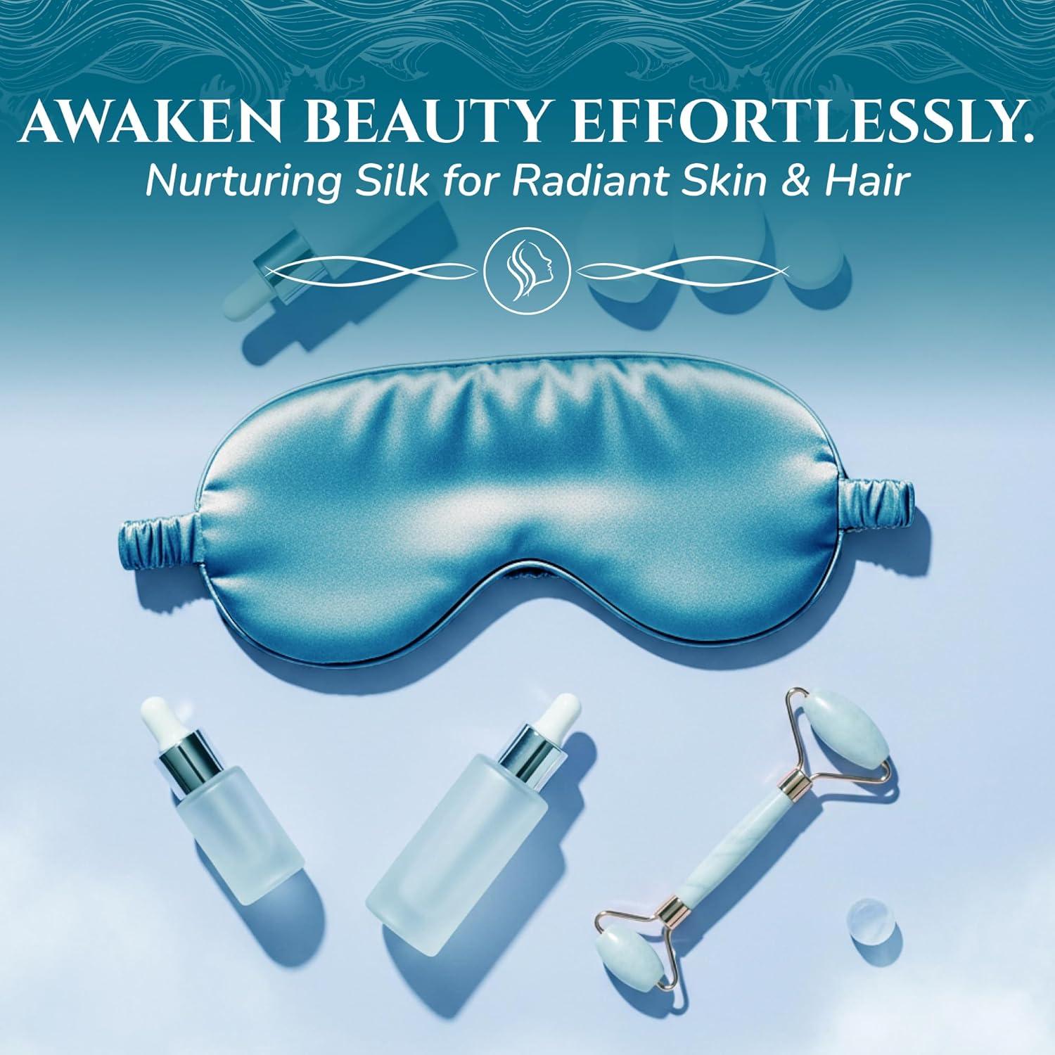 Máscara de Sueño de Seda de Morera Sleep Sanctuary 3D Azul Pavo Real