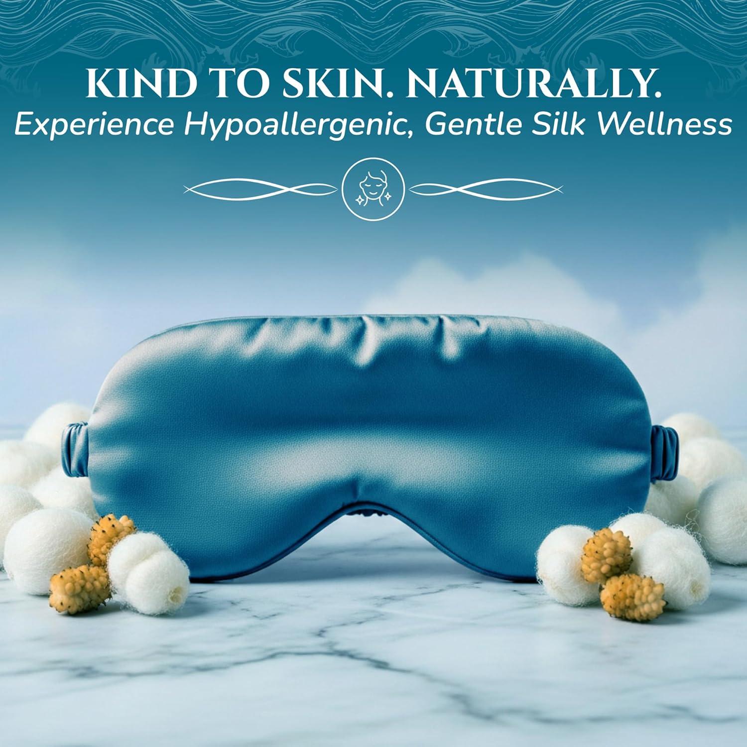 Máscara de Sueño de Seda de Morera Sleep Sanctuary 3D Azul Pavo Real