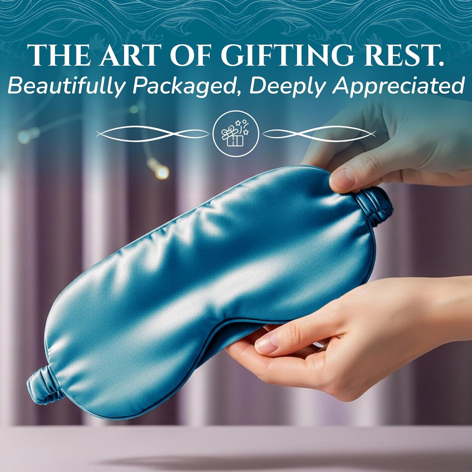 Máscara de Sueño de Seda de Morera Sleep Sanctuary 3D Azul Pavo Real