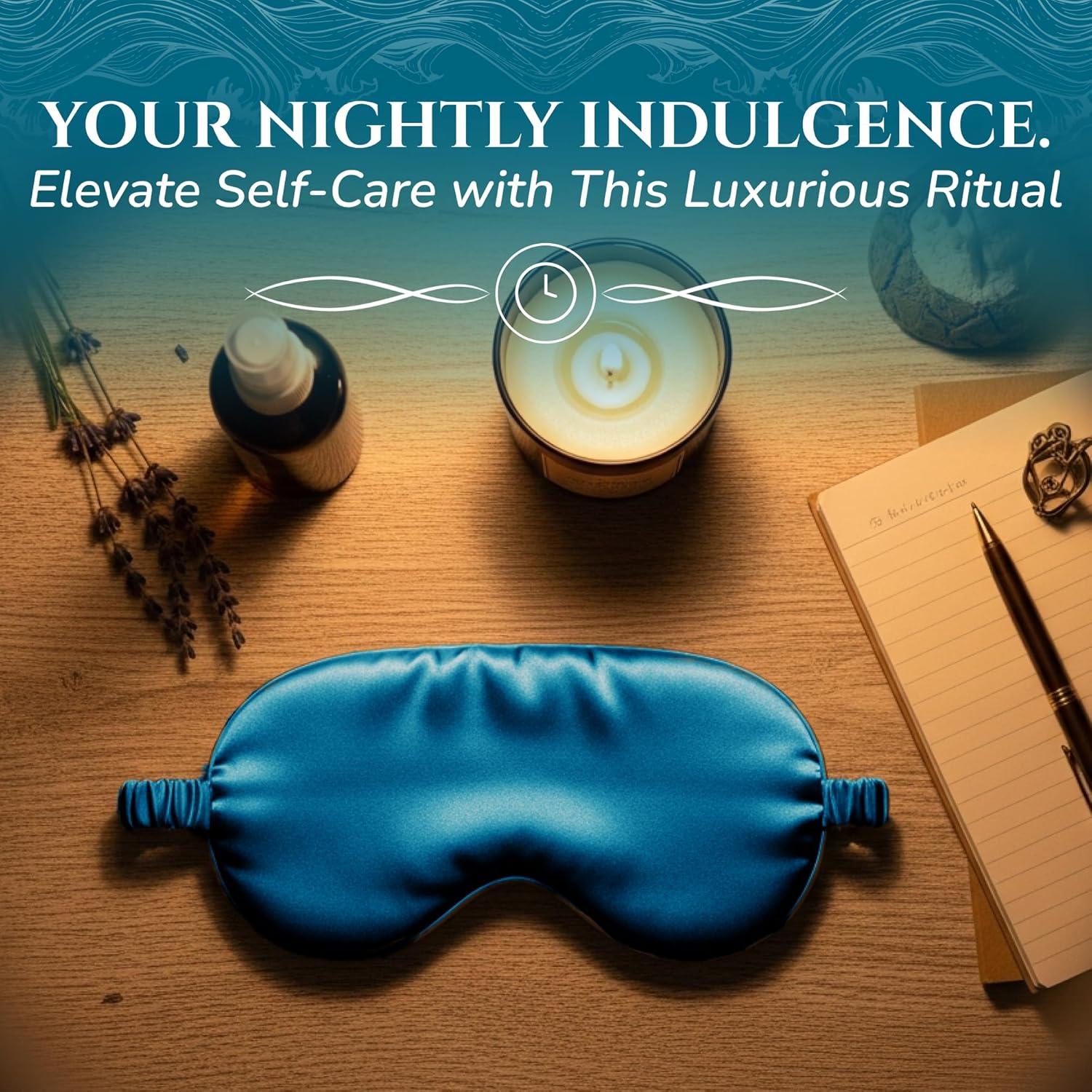 Máscara de Sueño de Seda de Morera Sleep Sanctuary 3D Azul Pavo Real