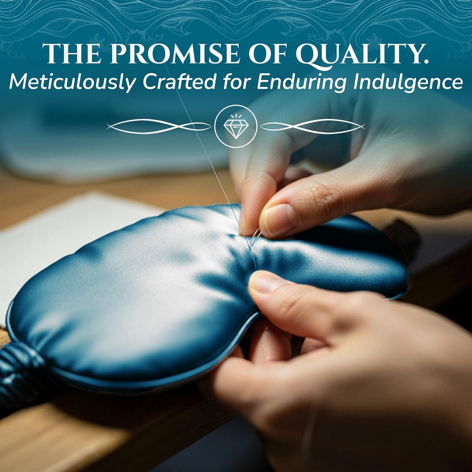 Máscara de Sueño de Seda de Morera Sleep Sanctuary 3D Azul Pavo Real