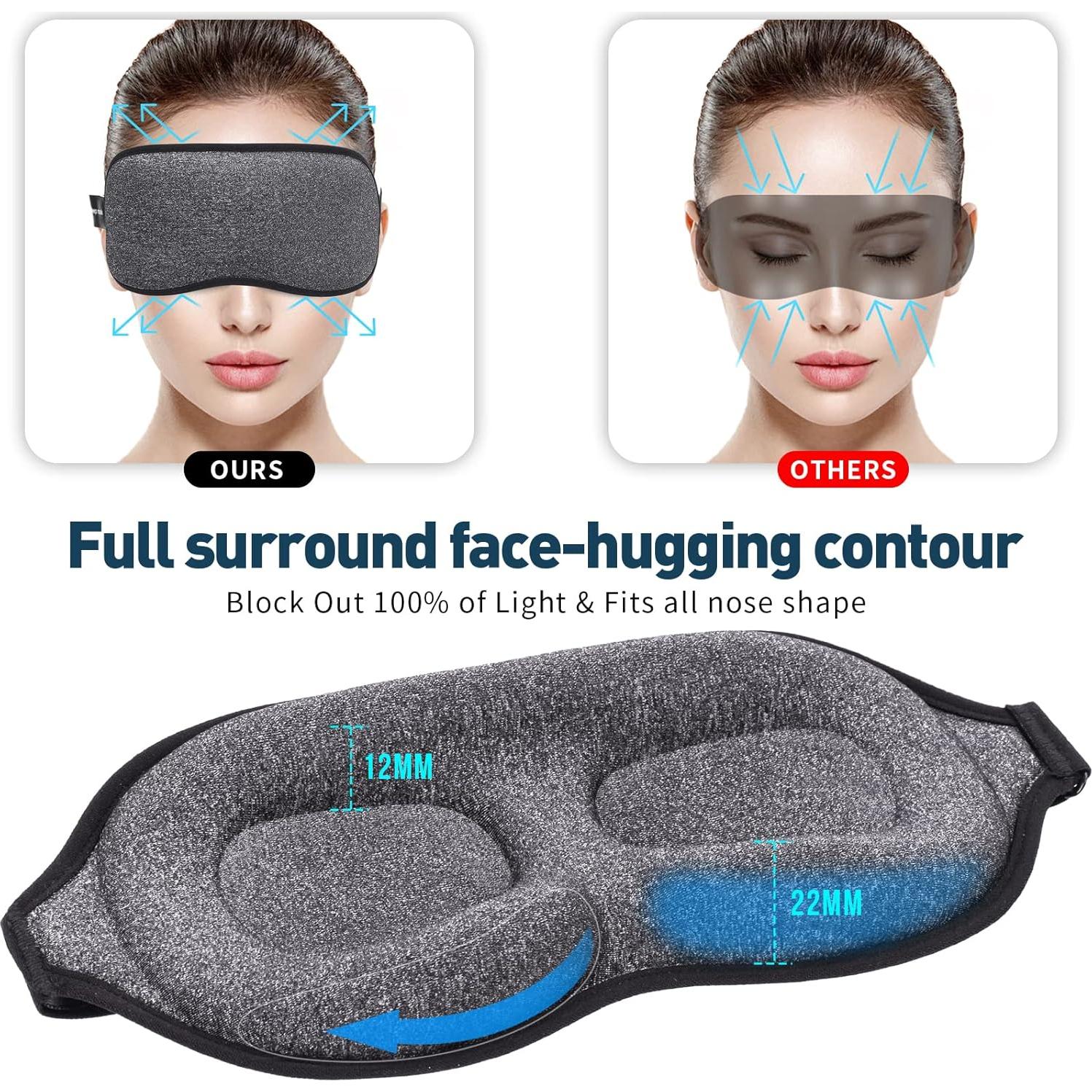Máscara de Sueño ZGGCD 3D Antifaz Bloqueo Luz Ajustable