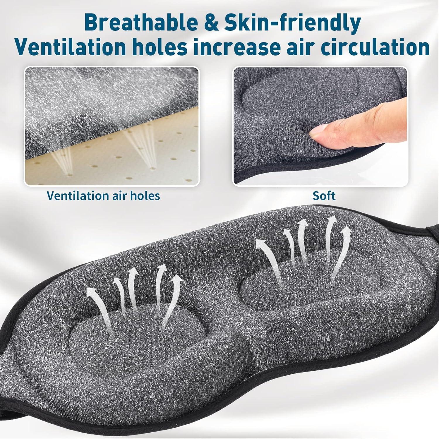 Máscara de Sueño ZGGCD 3D Antifaz Bloqueo Luz Ajustable