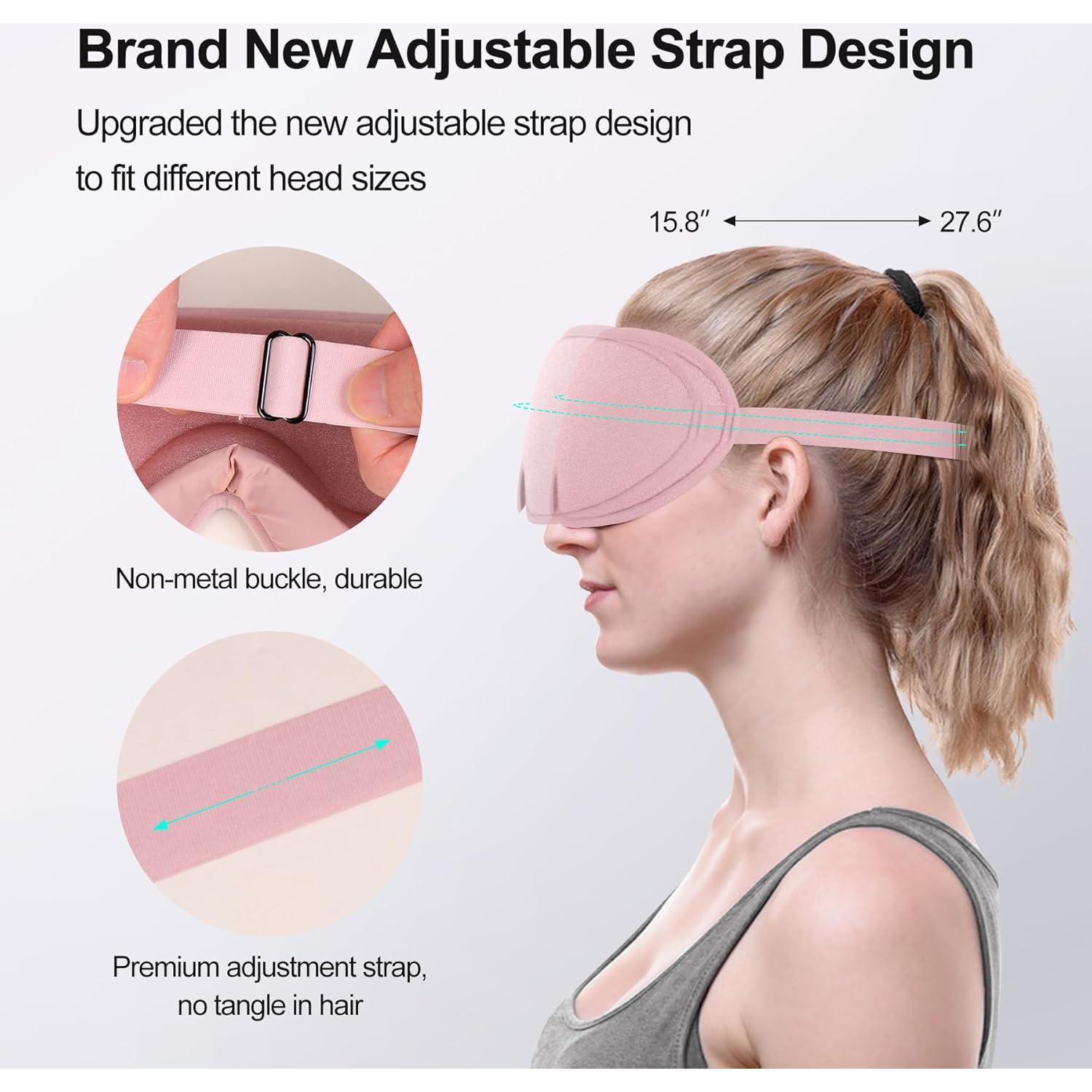 Máscara para dormir 3D Cozyhealth ajustable, color Rosa Dorado