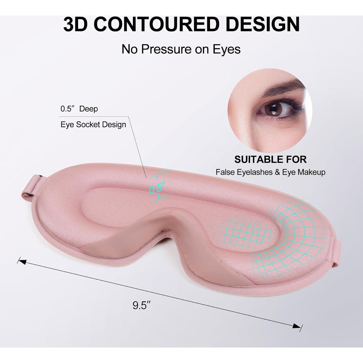 Máscara para dormir 3D Cozyhealth ajustable, color Rosa Dorado