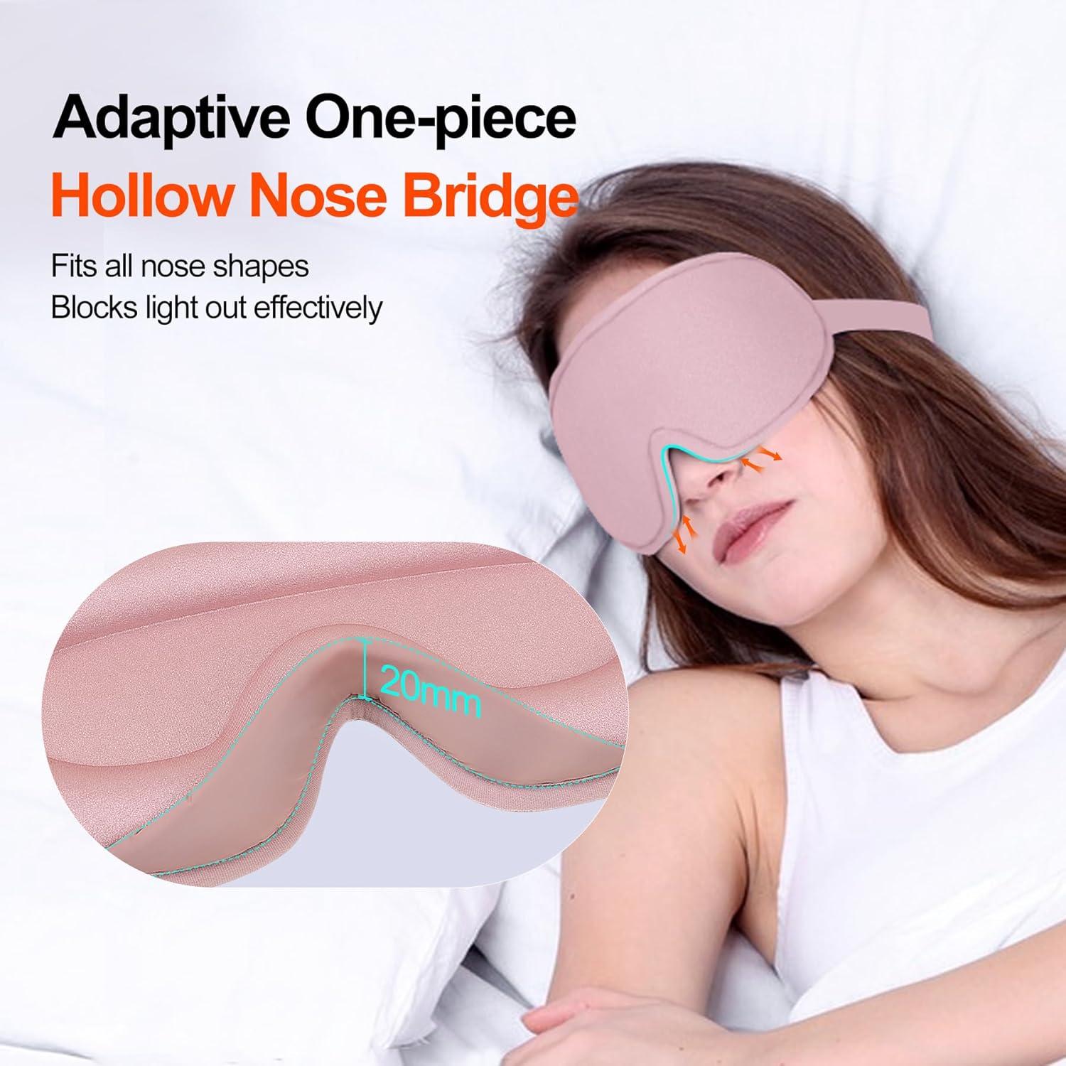 Máscara para dormir 3D Cozyhealth ajustable, color Rosa Dorado