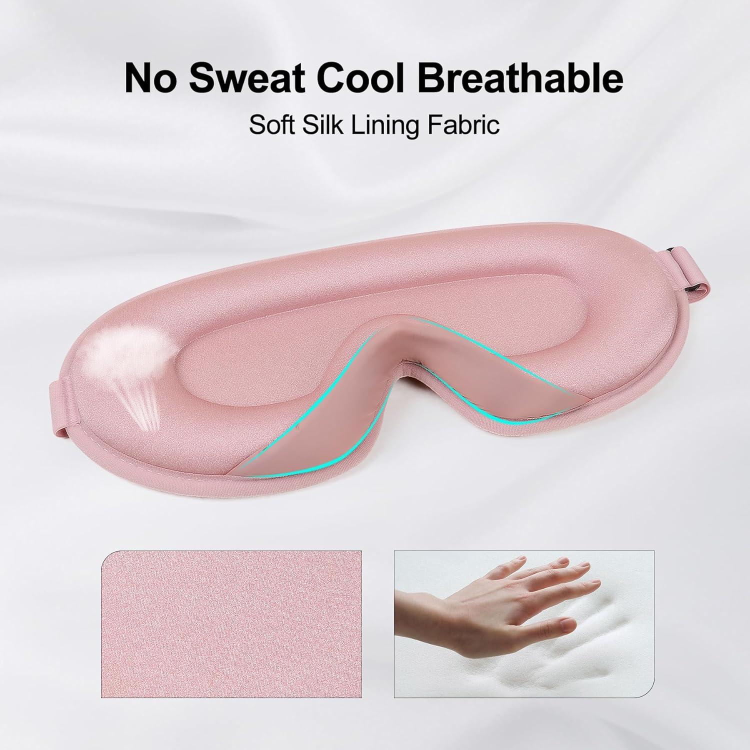 Máscara para dormir 3D Cozyhealth ajustable, color Rosa Dorado