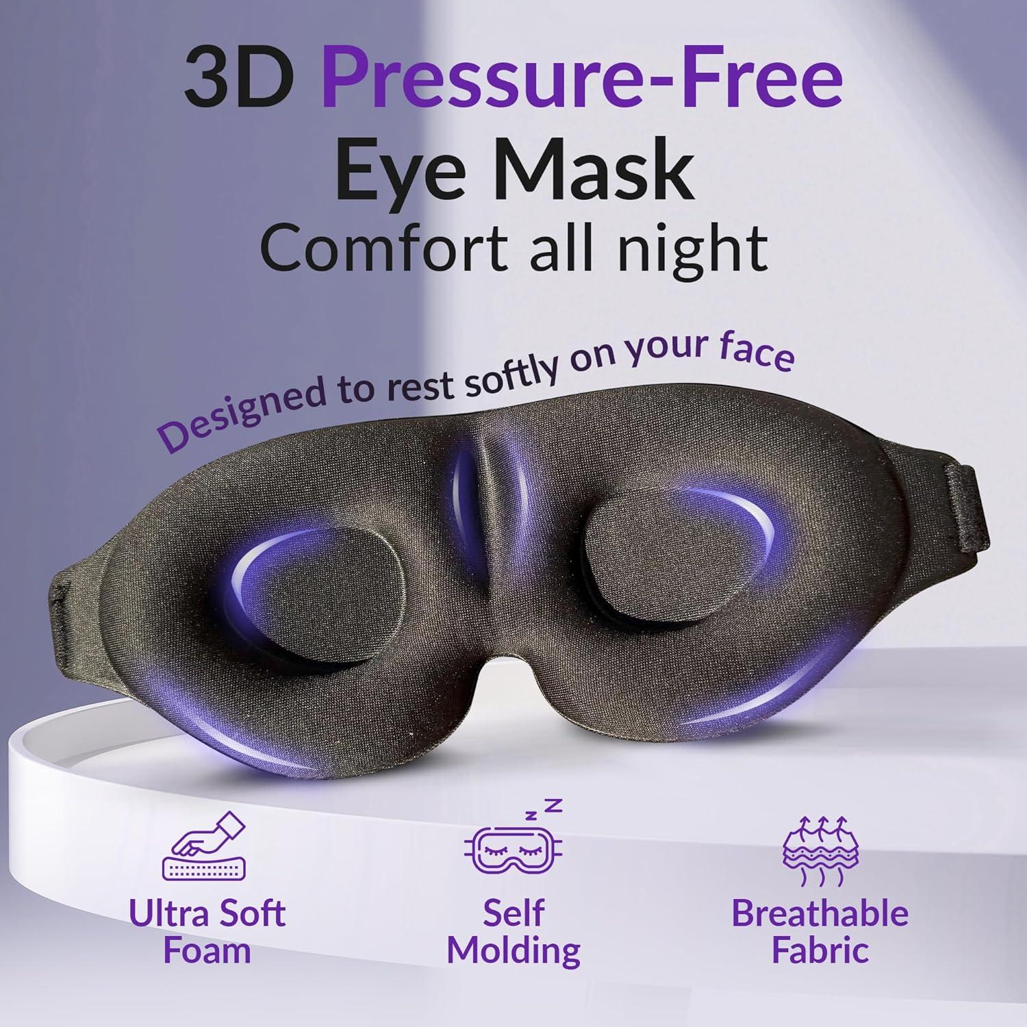Máscara para dormir 3D Full Eight, bloquea luz, ajustable, lavable