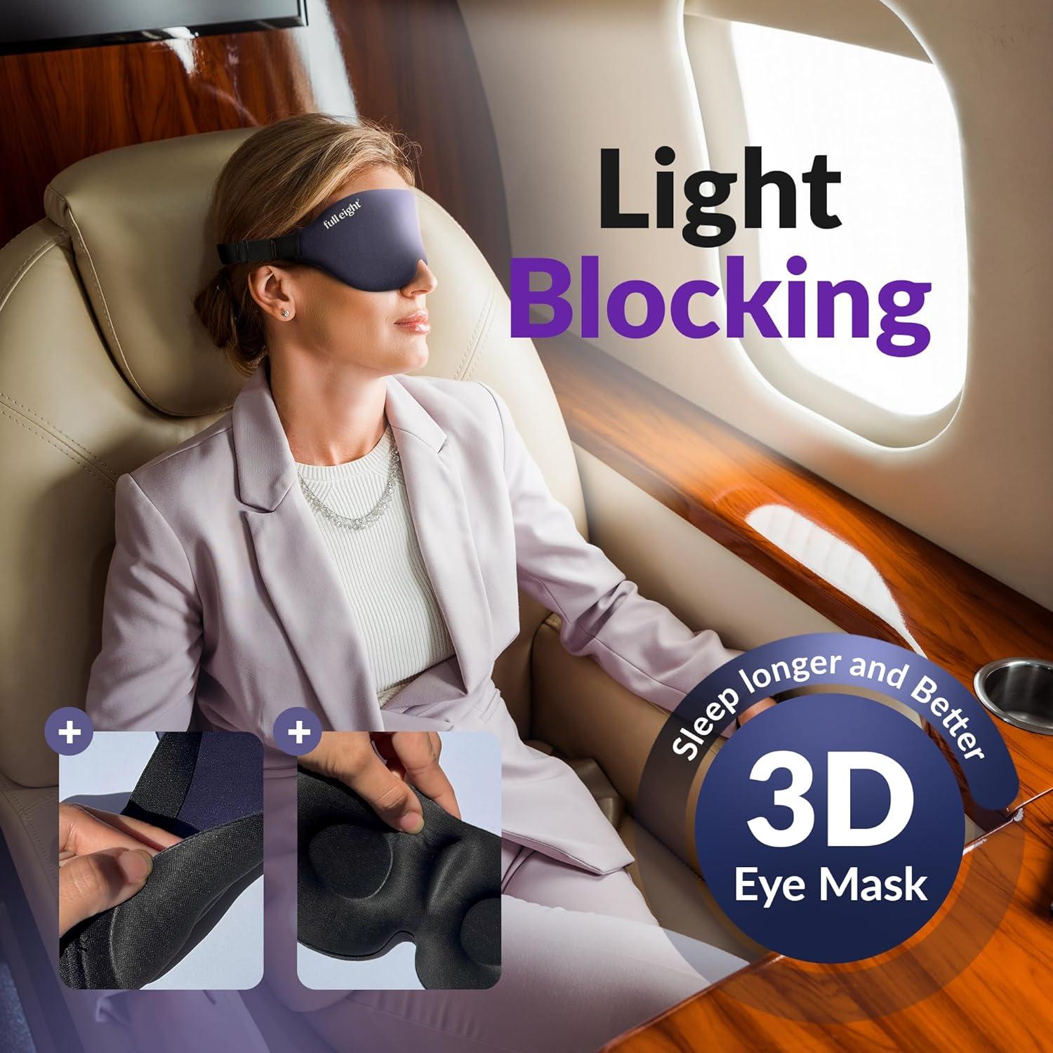 Máscara para dormir 3D Full Eight, bloquea luz, ajustable, lavable