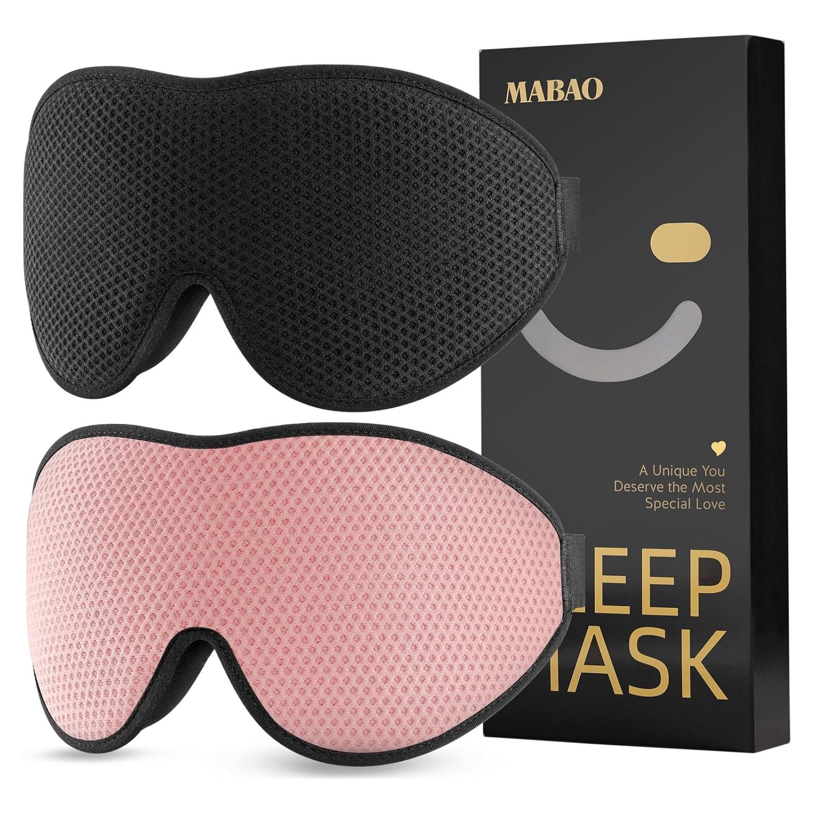 MABAO 2 Paquetes Máscaras de Sueño 3D Ajustables Bloqueo Luz